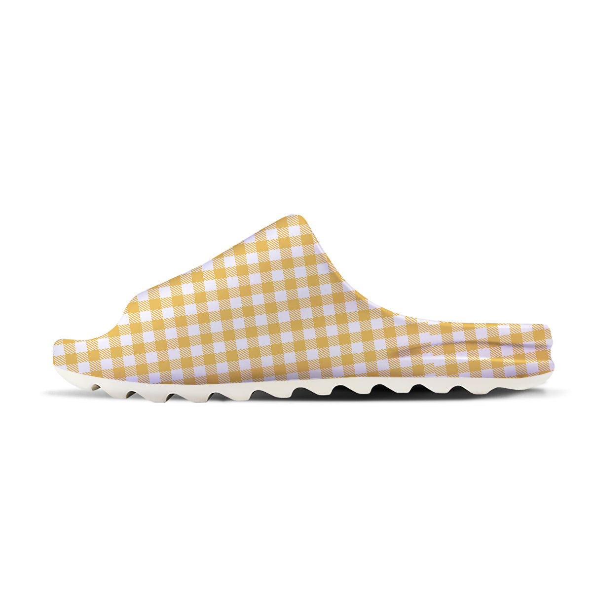 Gingham Yellow And White Print Pattern Sandals-grizzshop