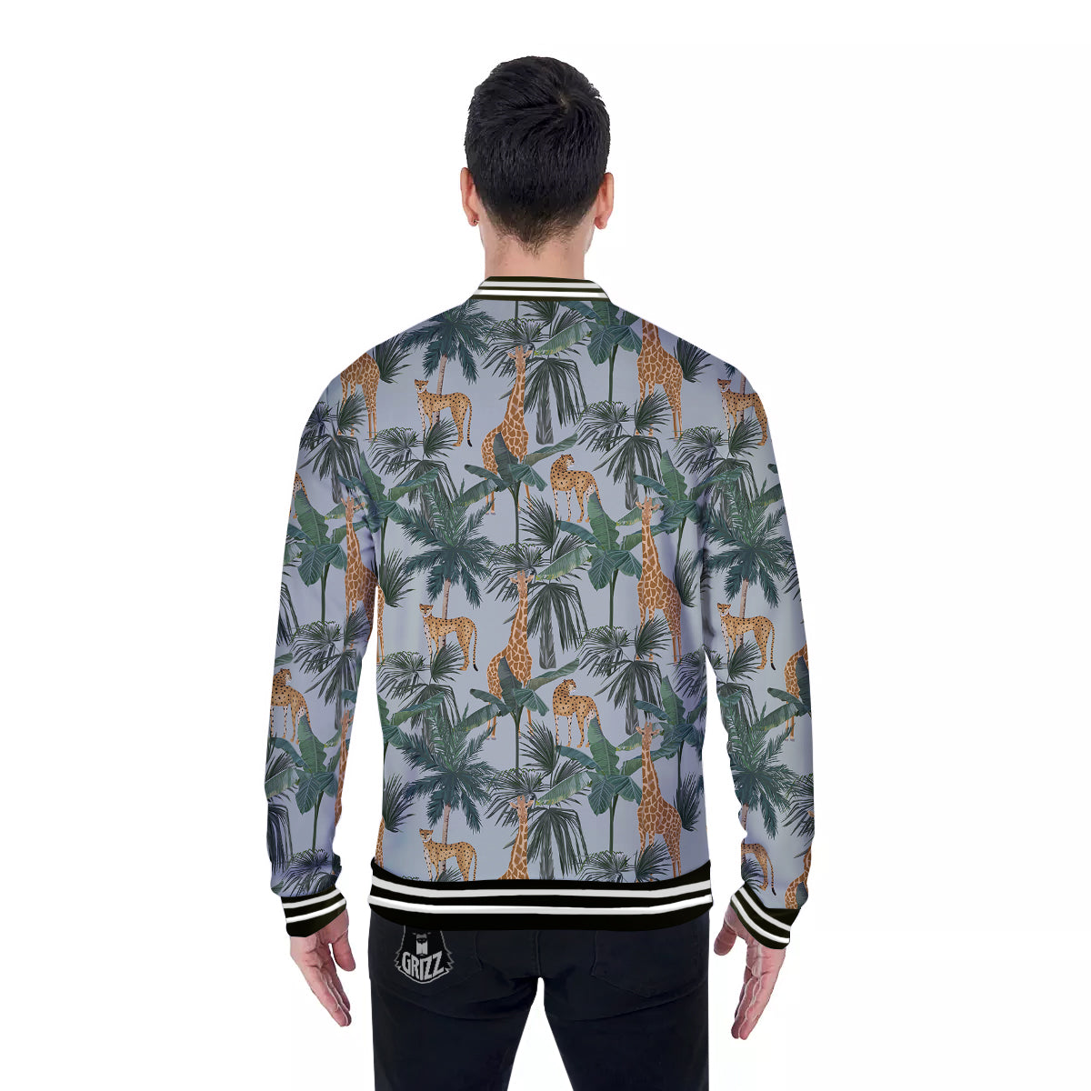 Giraffe And Leopard Vintage Print Pattern Baseball Jacket-grizzshop