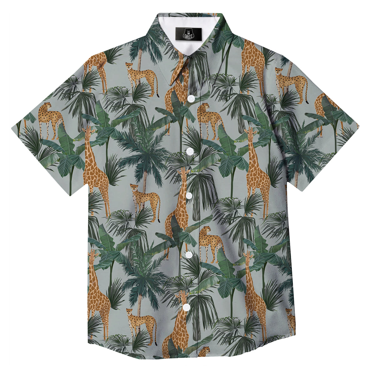 Giraffe And Leopard Vintage Print Pattern Button Up Shirt-grizzshop