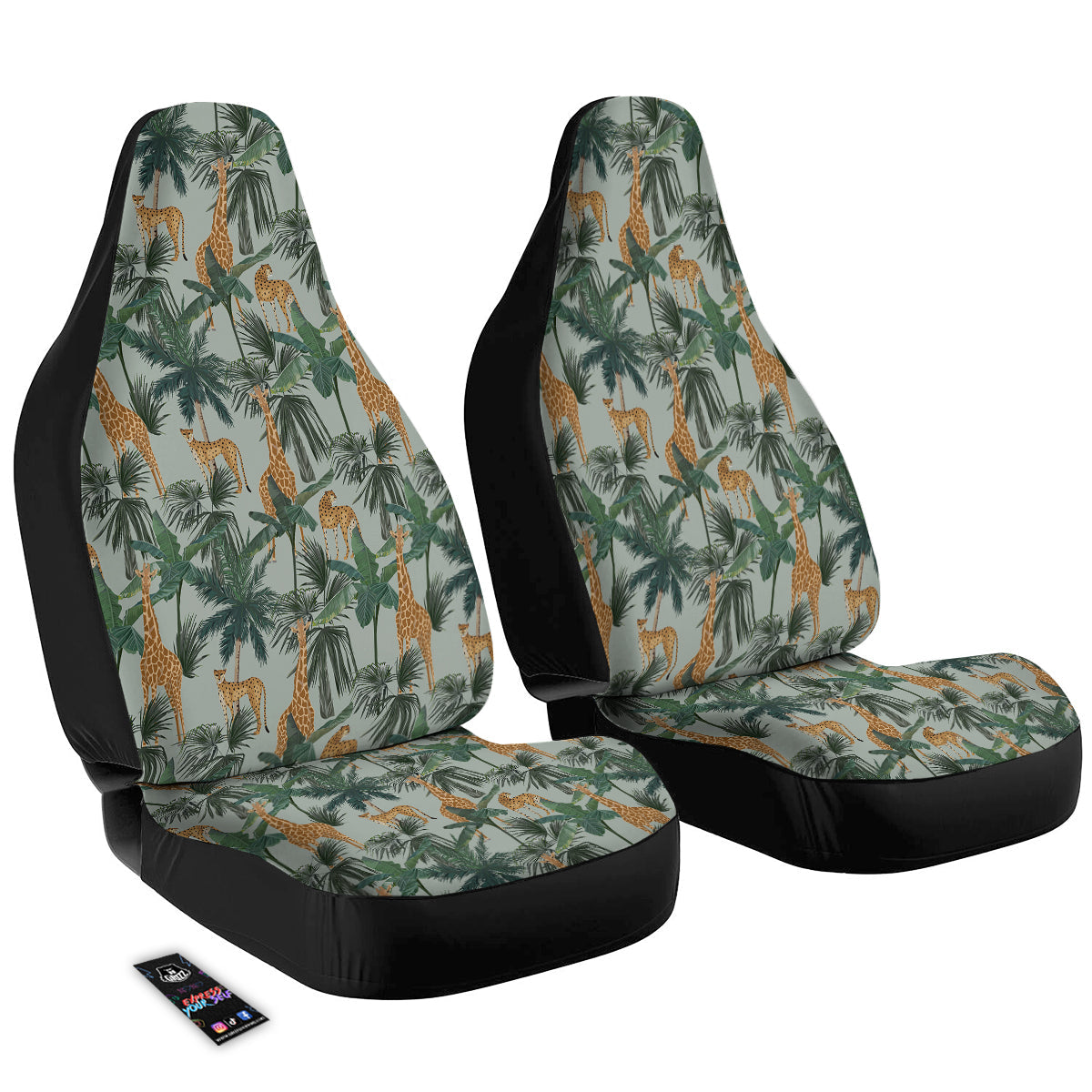 Giraffe And Leopard Vintage Print Pattern Car Seat Covers-grizzshop
