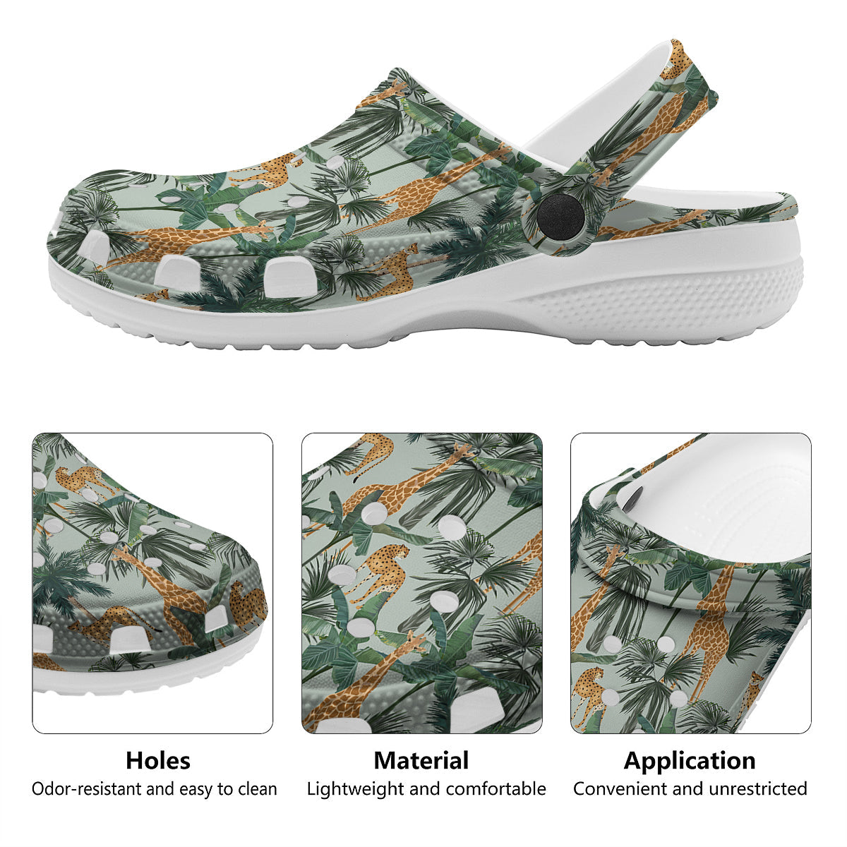 Giraffe And Leopard Vintage Print Pattern Clog-grizzshop
