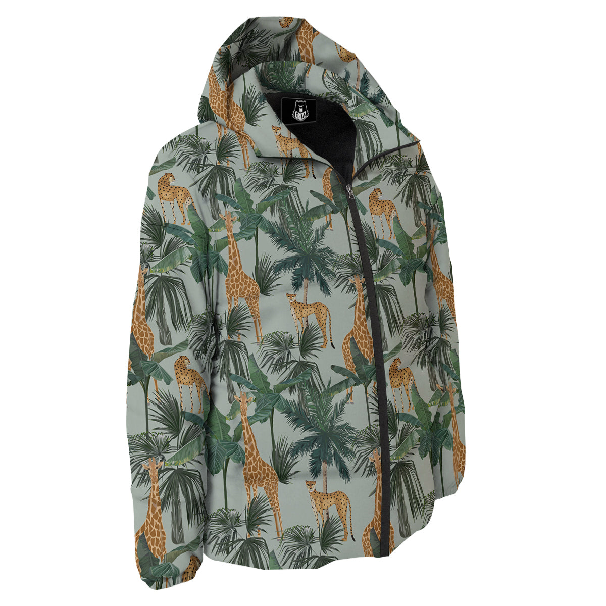 Giraffe And Leopard Vintage Print Pattern Down Jacket-grizzshop