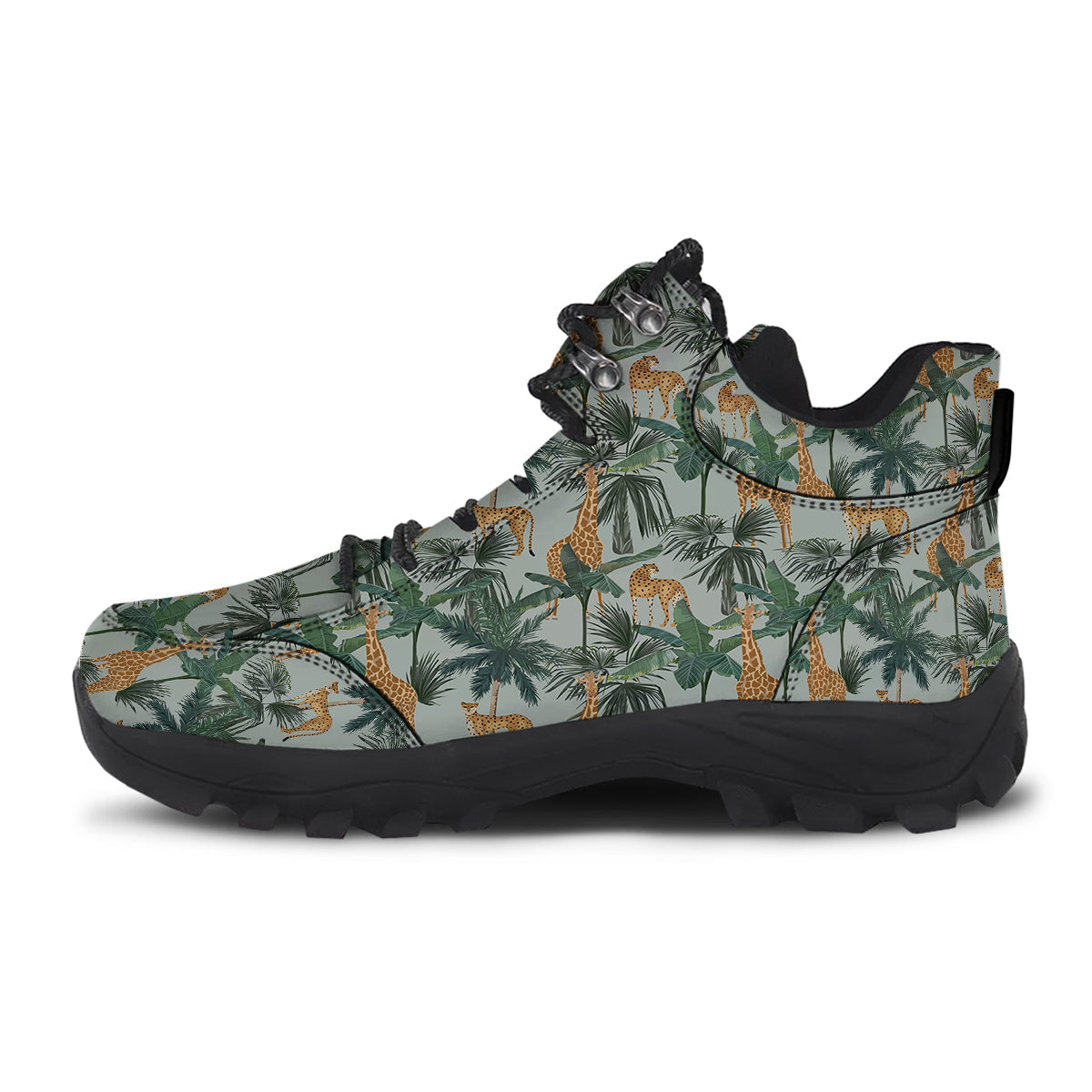 Giraffe And Leopard Vintage Print Pattern Hiking Shoes-grizzshop