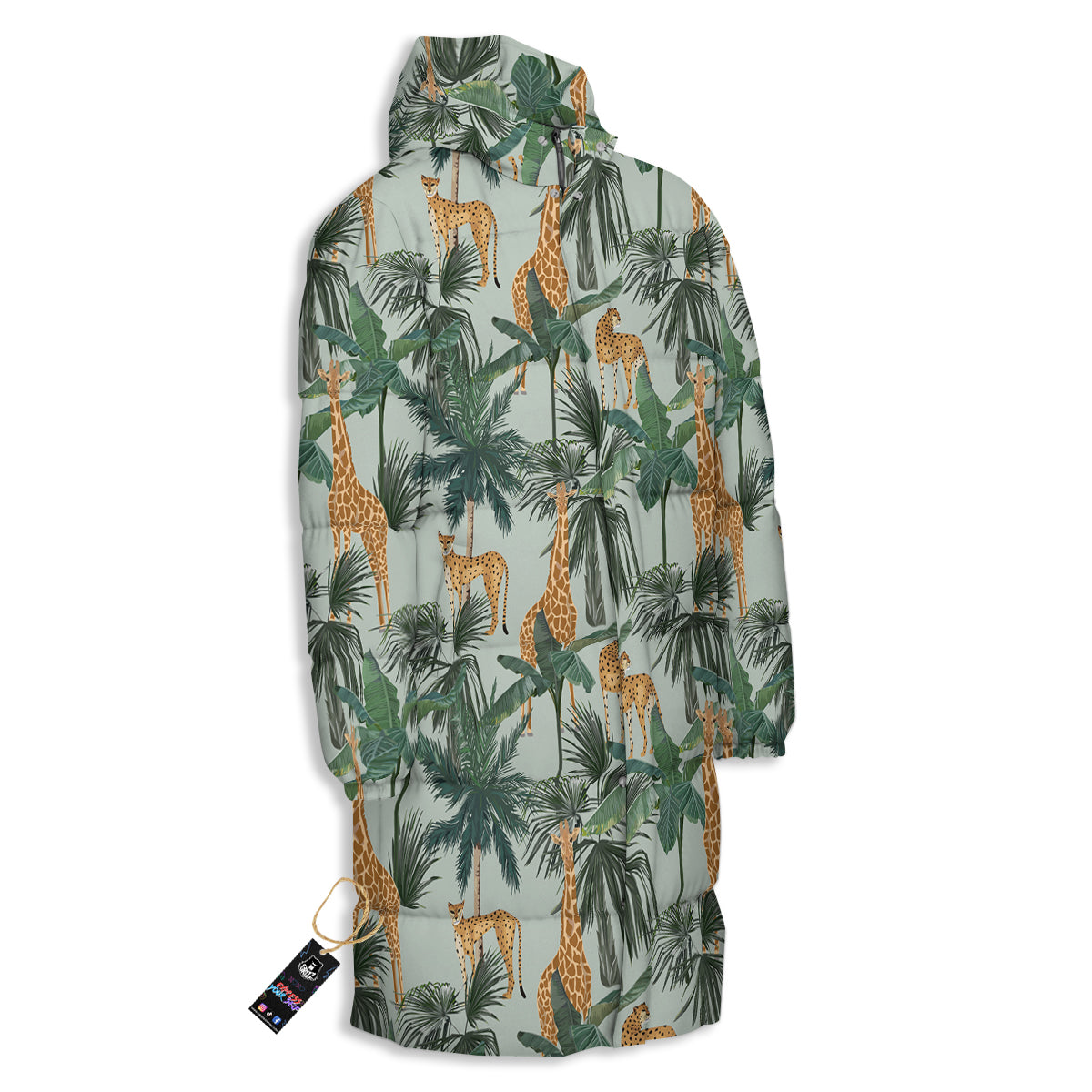 Giraffe And Leopard Vintage Print Pattern Long Down Jacket-grizzshop