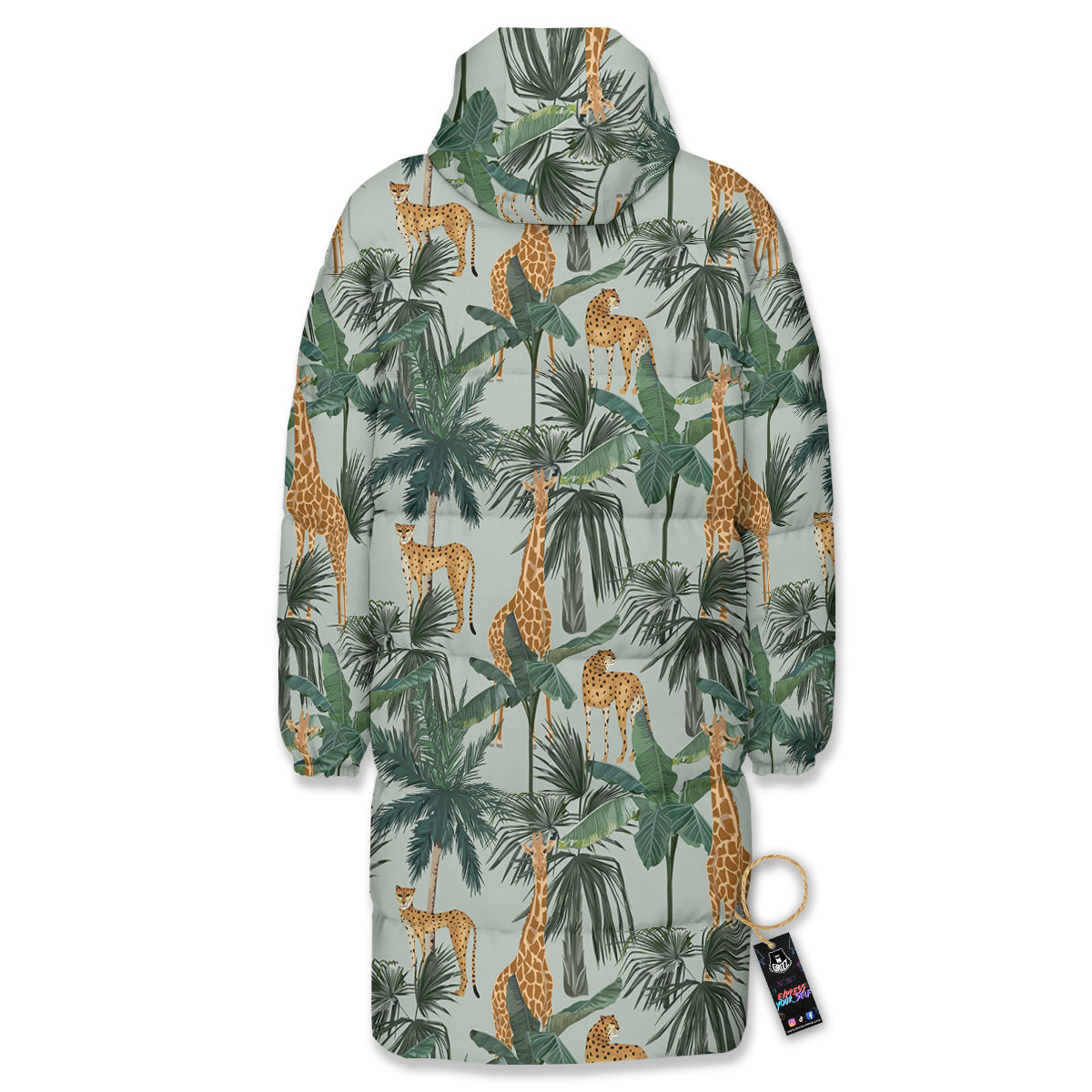 Giraffe And Leopard Vintage Print Pattern Long Down Jacket-grizzshop
