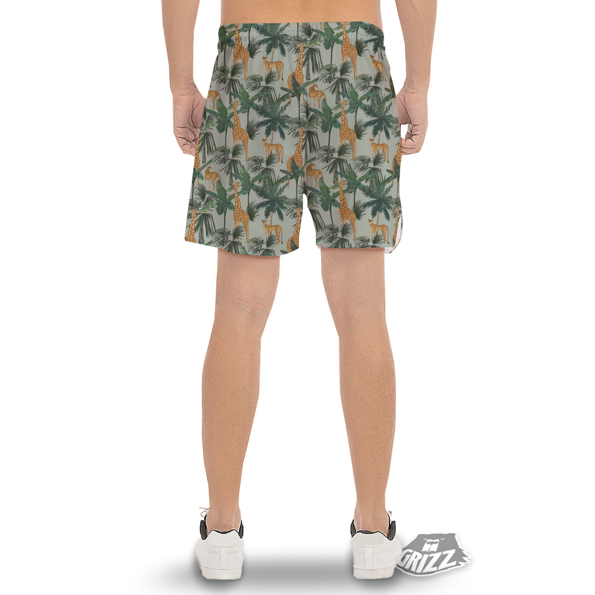 Giraffe And Leopard Vintage Print Pattern Men's Gym Shorts-grizzshop