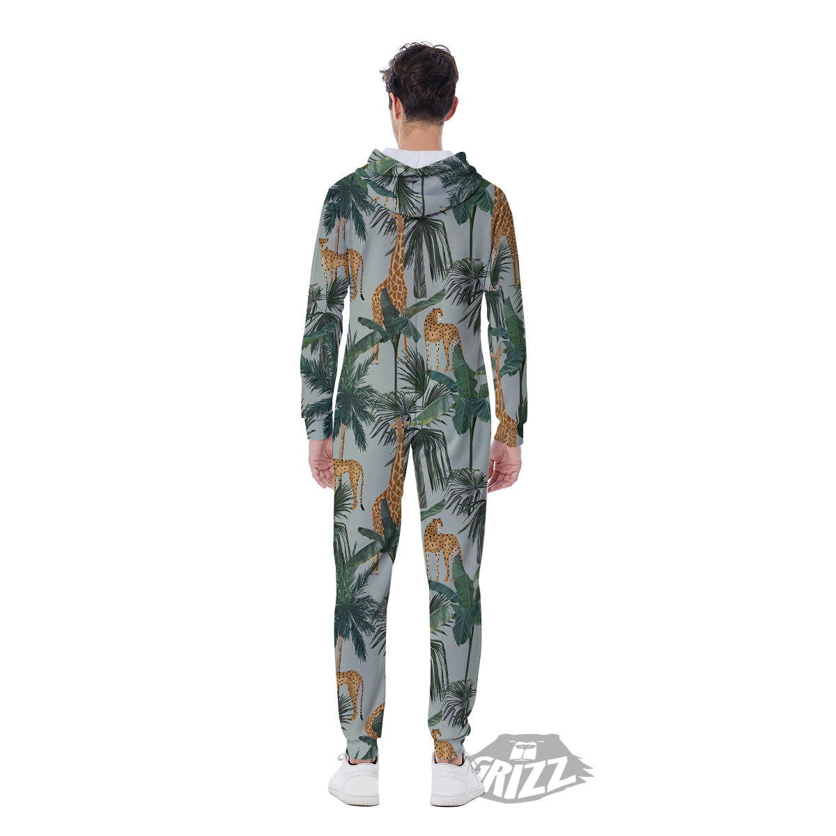 Giraffe And Leopard Vintage Print Pattern Men's Jumpsuit-grizzshop