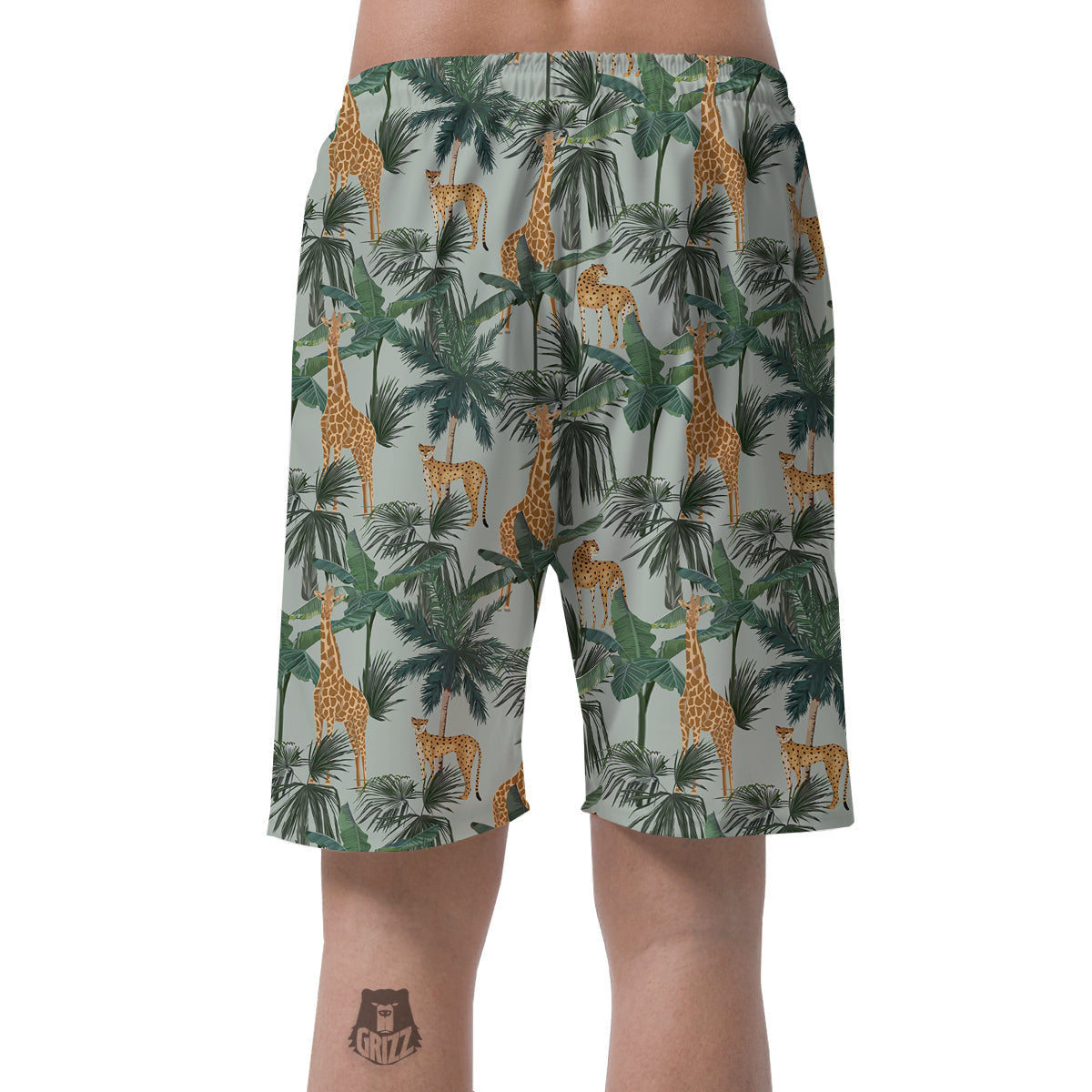 Giraffe And Leopard Vintage Print Pattern Men's Shorts-grizzshop