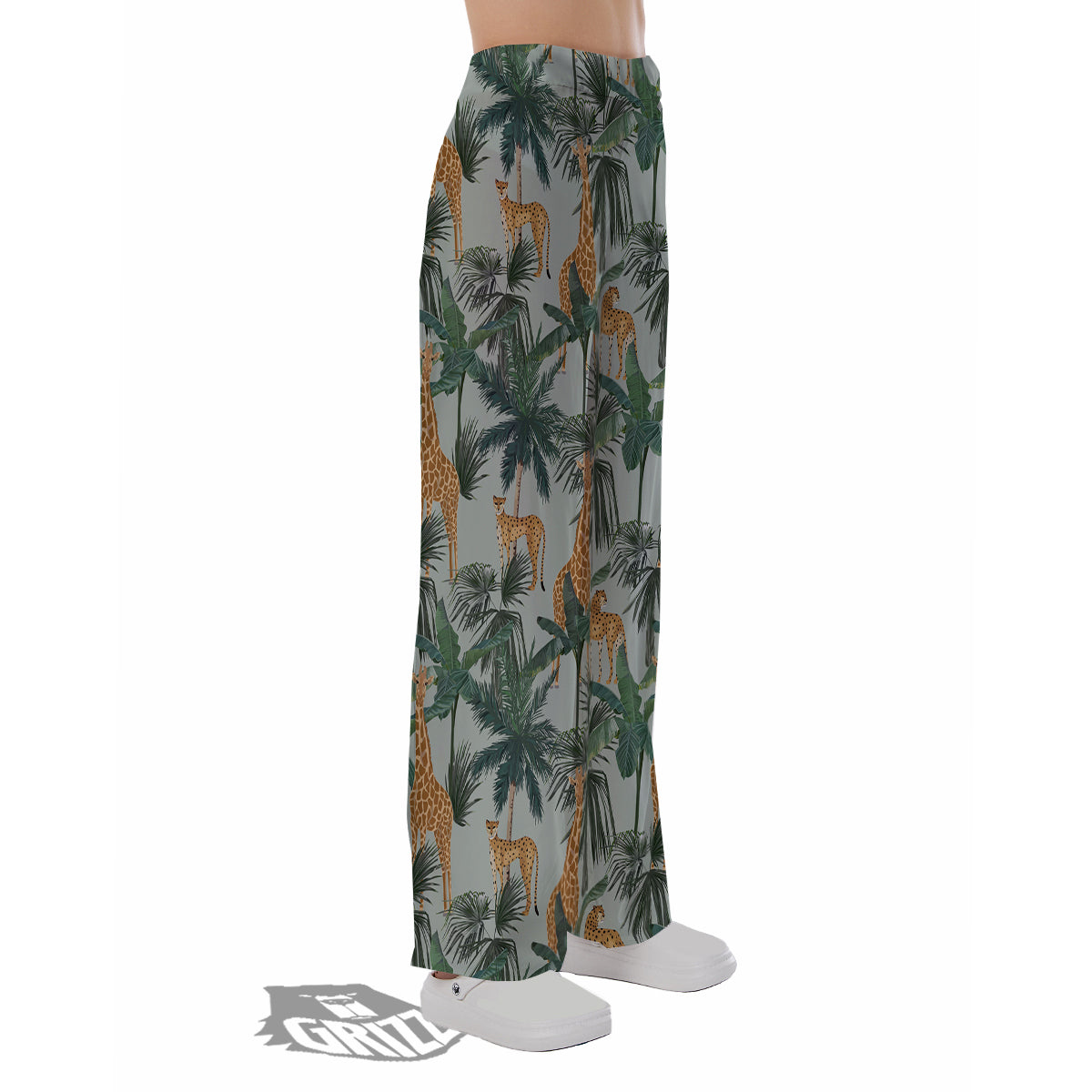Giraffe And Leopard Vintage Print Pattern Pajama Pants-grizzshop