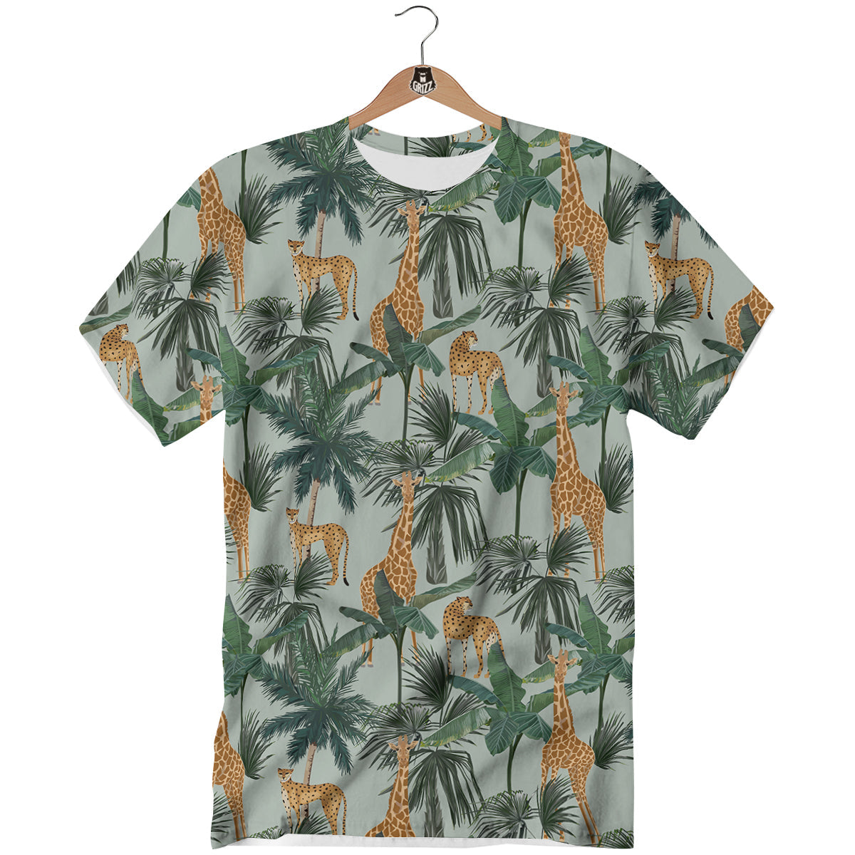 Giraffe And Leopard Vintage Print Pattern T-Shirt-grizzshop