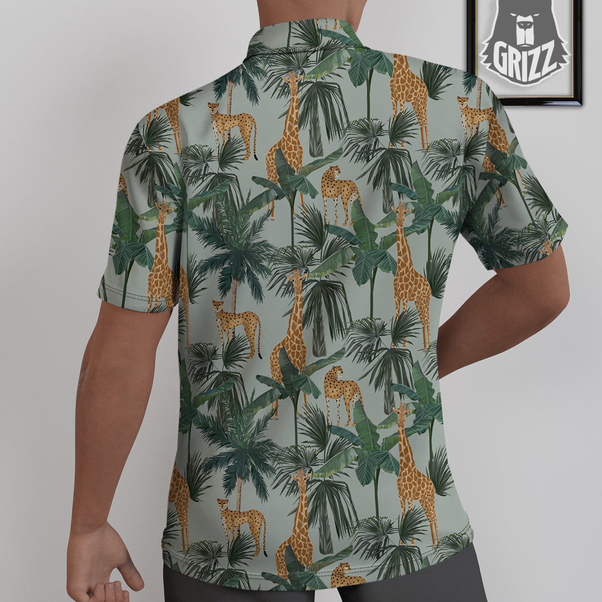 Giraffe And Leopard Vintage Print Pattern Untucked Shirts-grizzshop