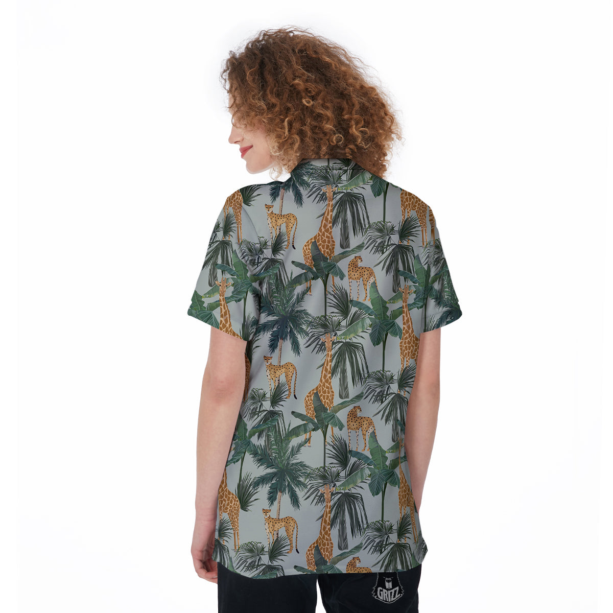 Giraffe And Leopard Vintage Print Pattern Women's Golf Shirts-grizzshop