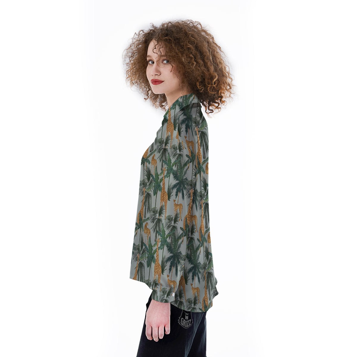 Giraffe And Leopard Vintage Print Pattern Women's Long Sleeve Shirts-grizzshop