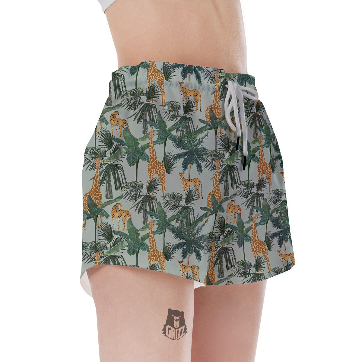 Giraffe And Leopard Vintage Print Pattern Women's Shorts-grizzshop