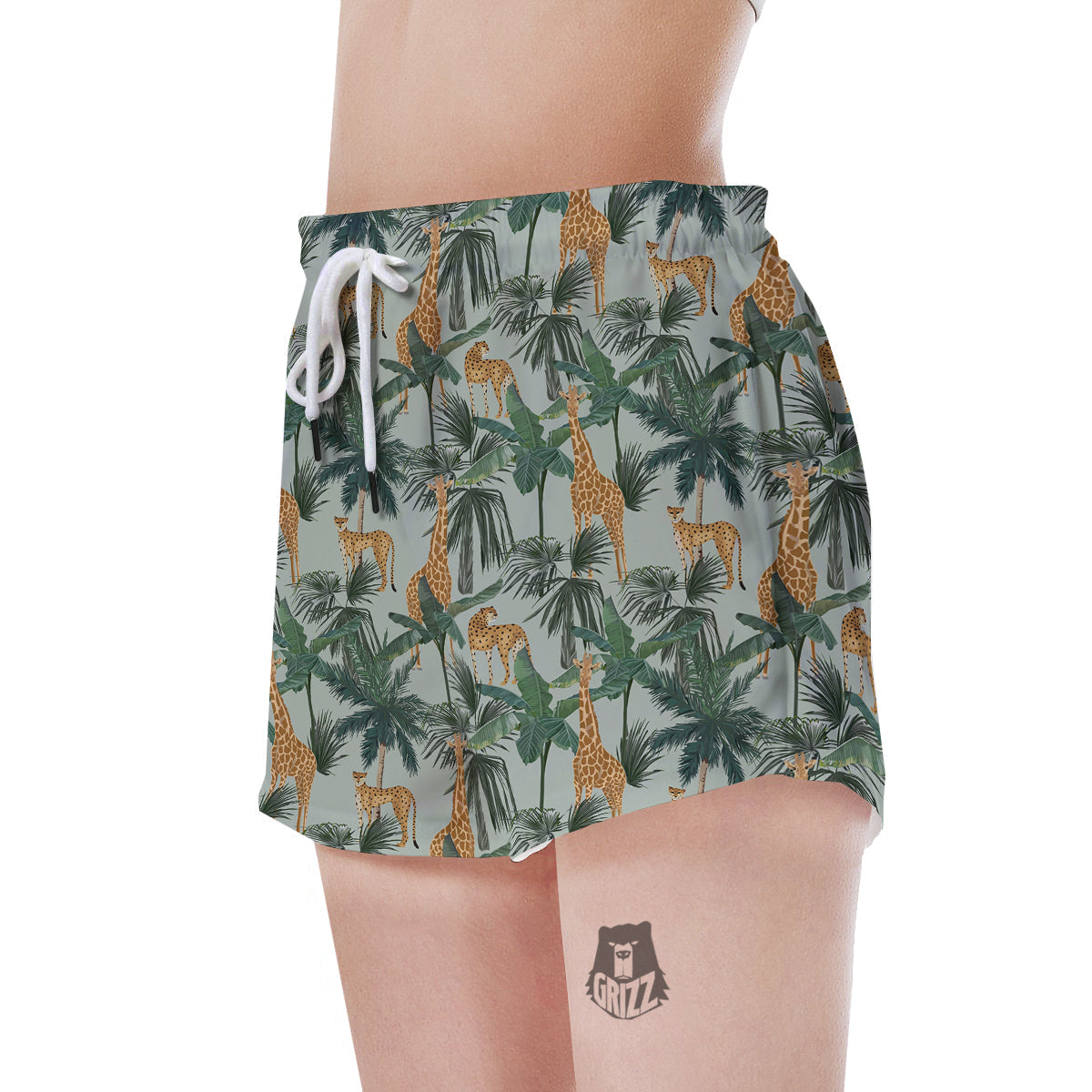 Giraffe And Leopard Vintage Print Pattern Women's Shorts-grizzshop