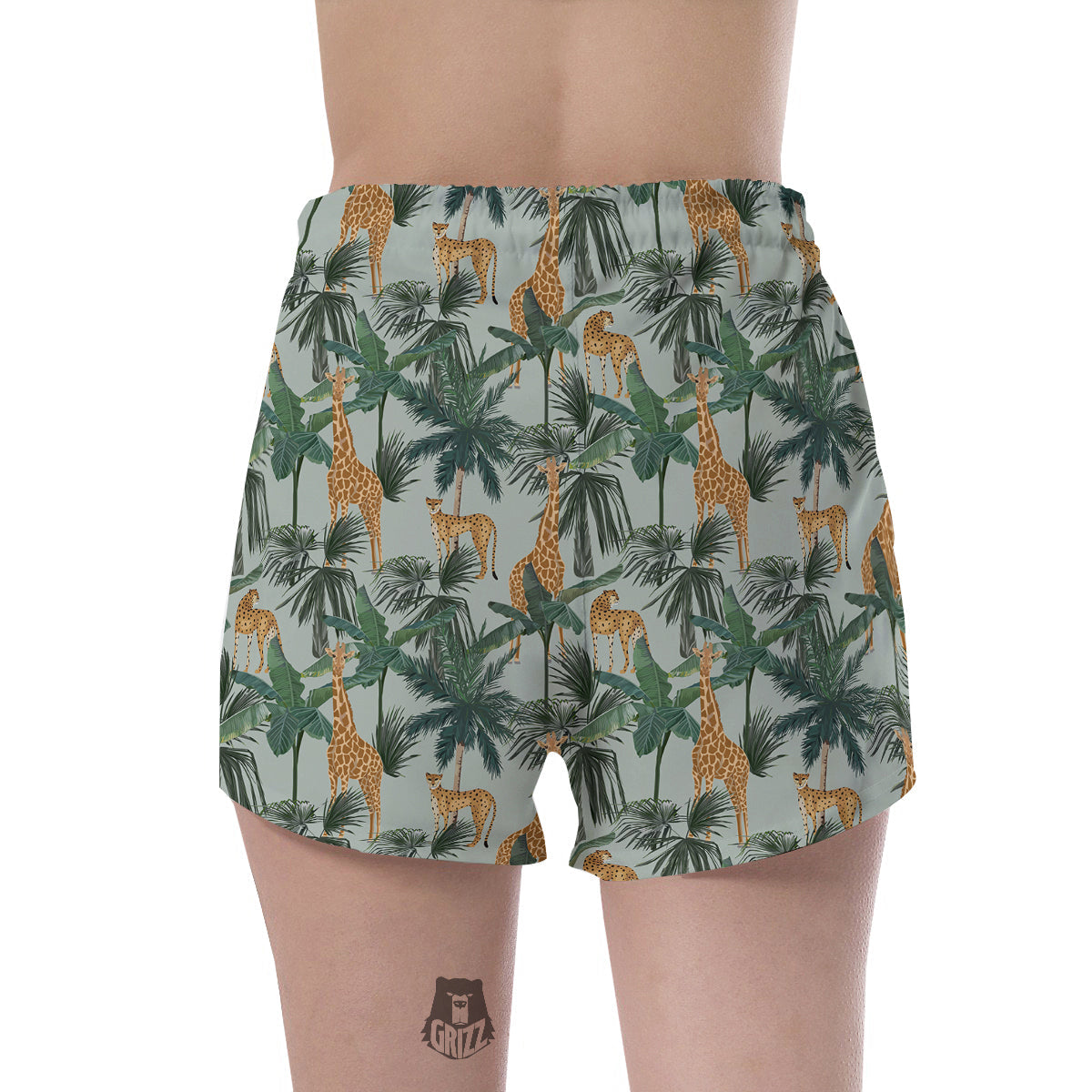 Giraffe And Leopard Vintage Print Pattern Women's Shorts-grizzshop