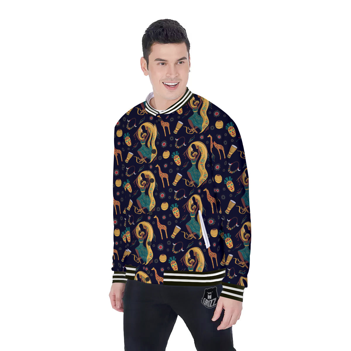 Giraffe Aztec Print Pattern Baseball Jacket-grizzshop