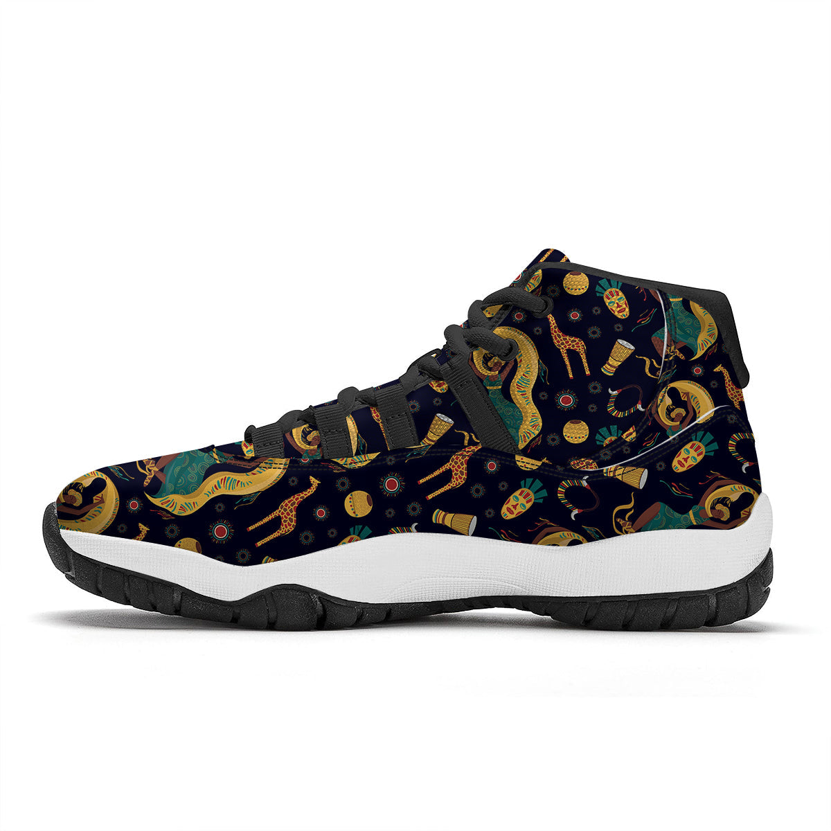 Giraffe Aztec Print Pattern Black Bball Shoes-grizzshop