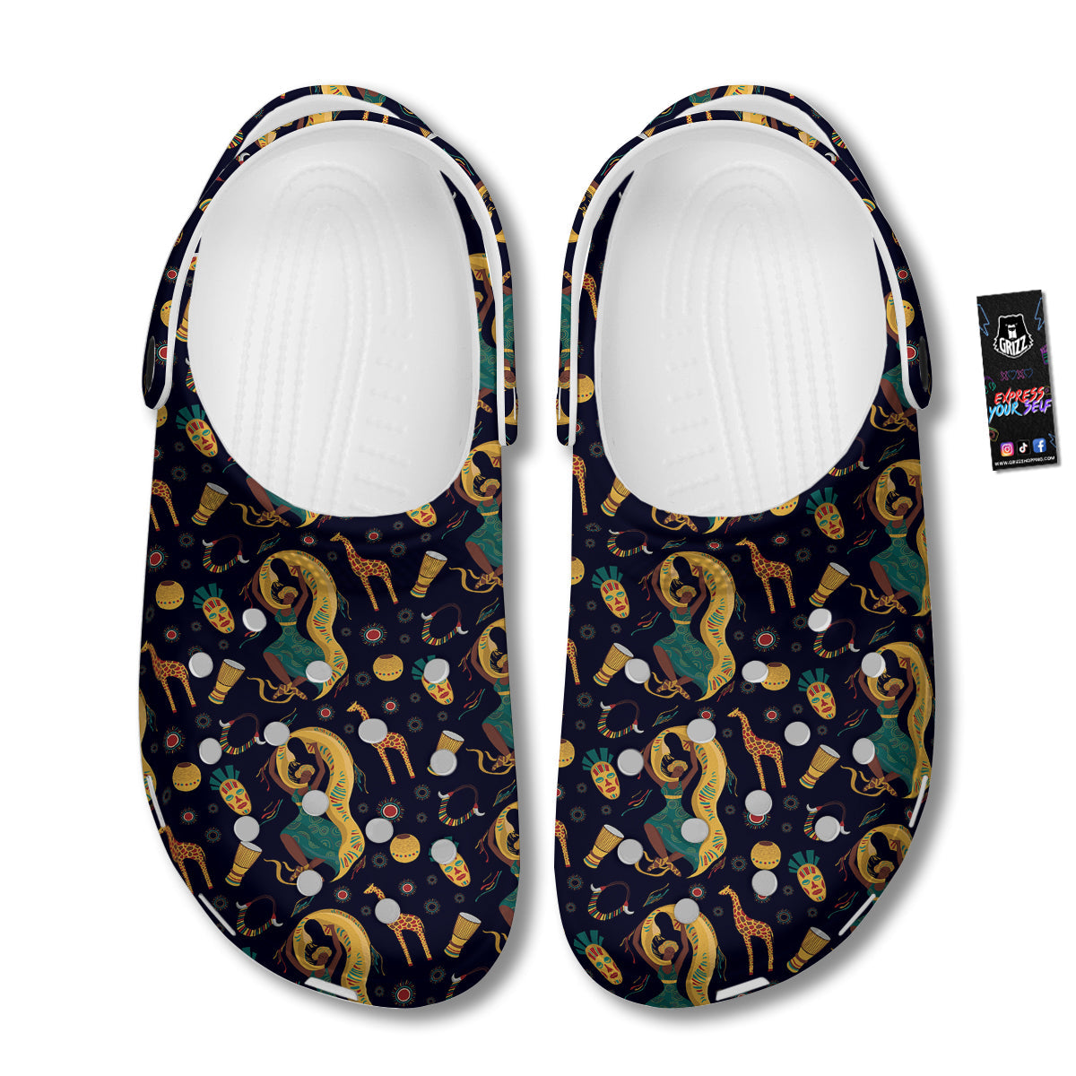 Giraffe Aztec Print Pattern Clog-grizzshop