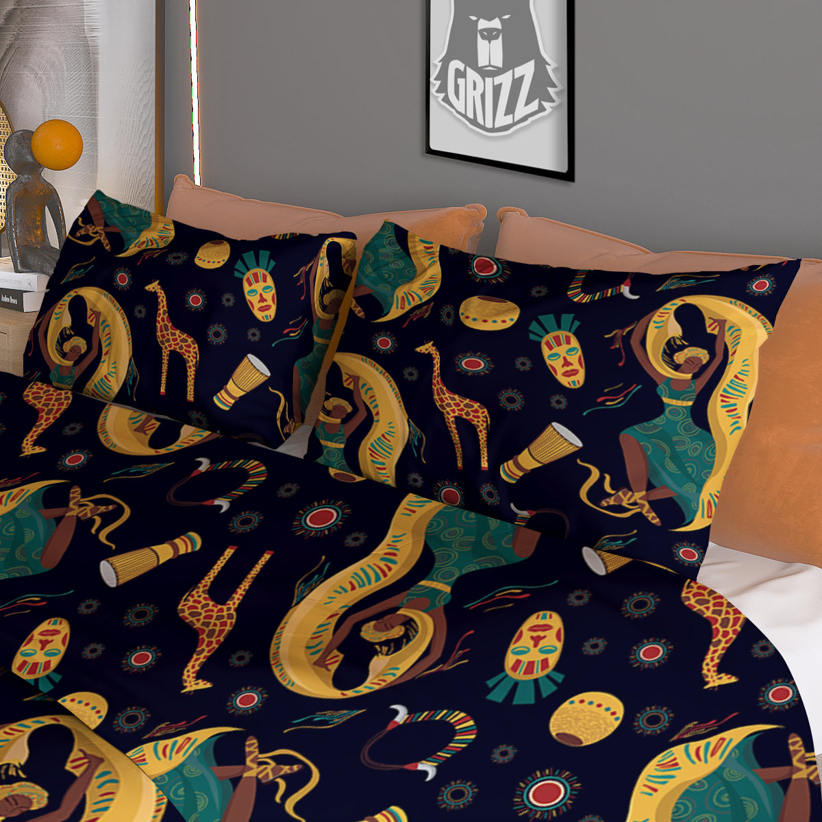 Giraffe Aztec Print Pattern Duvet Cover Bedding Set