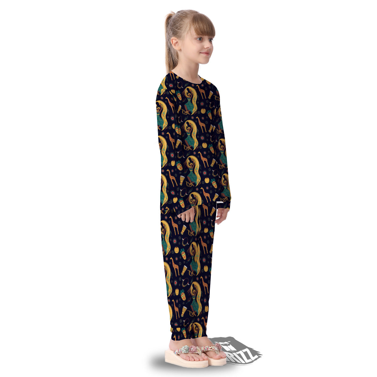 Giraffe Aztec Print Pattern Kid's Pajamas-grizzshop