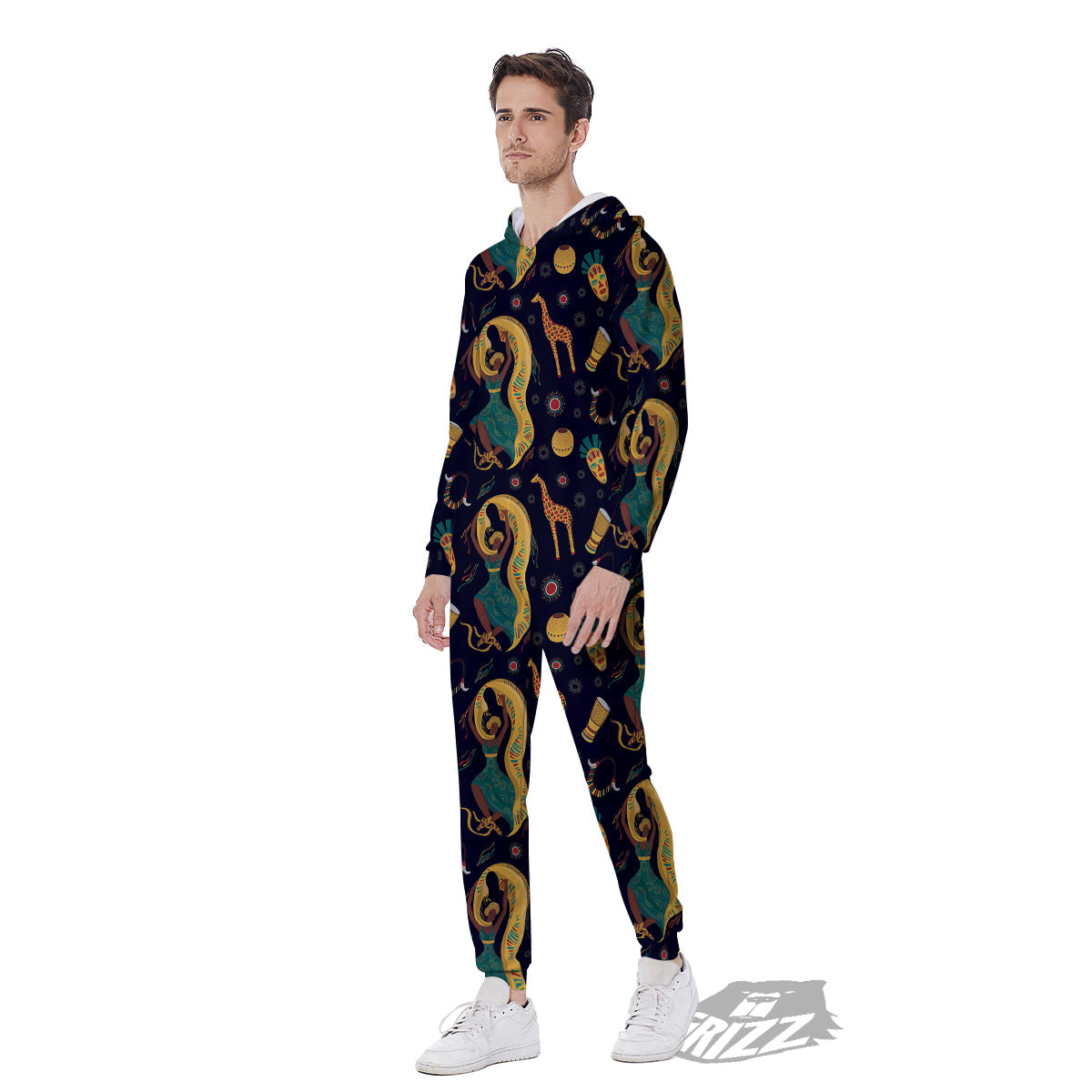 Giraffe Aztec Print Pattern Men's Jumpsuit-grizzshop