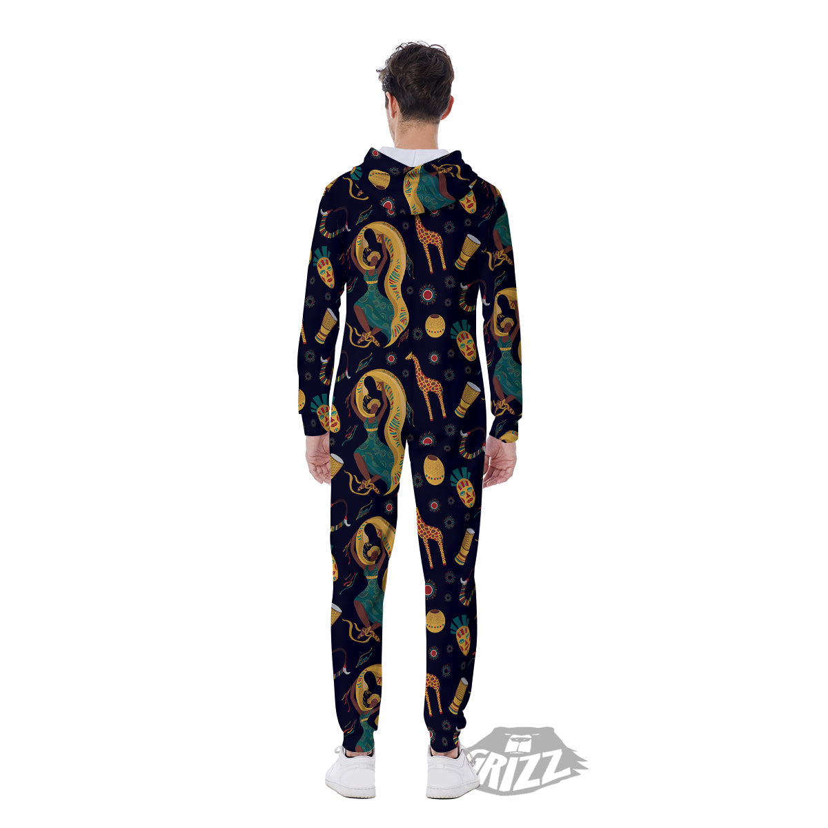 Giraffe Aztec Print Pattern Men's Jumpsuit-grizzshop