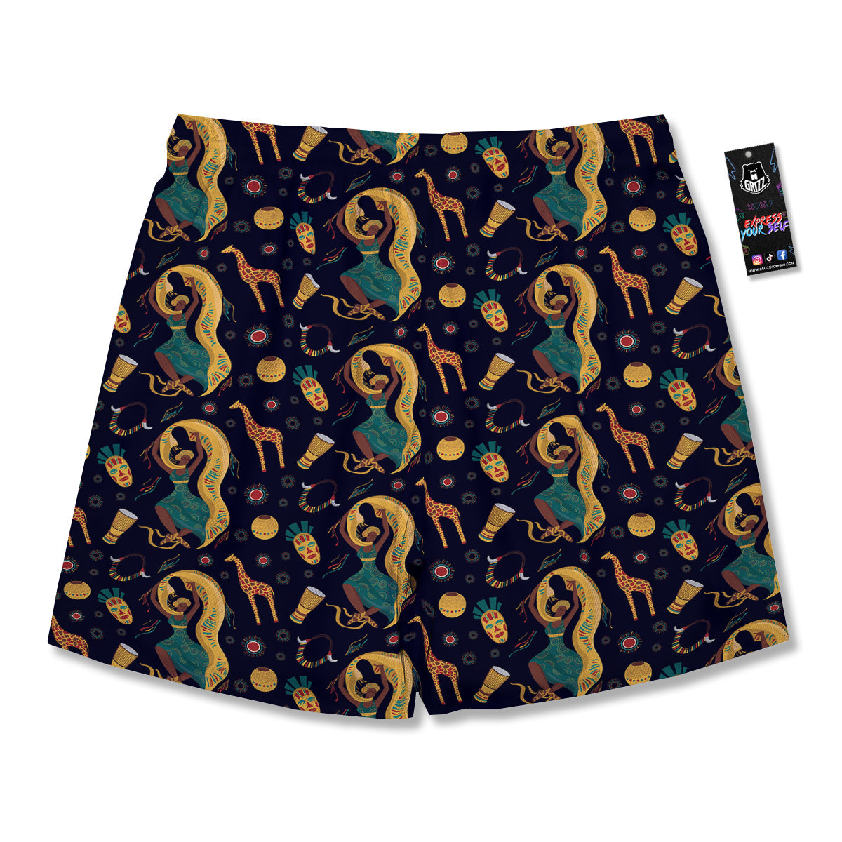 Giraffe Aztec Print Pattern Men's Running Shorts-grizzshop