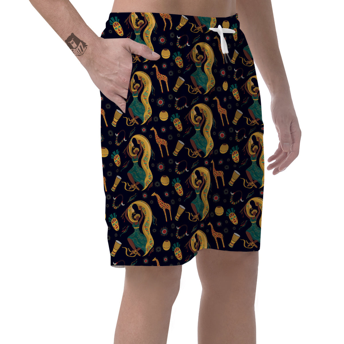 Giraffe Aztec Print Pattern Men's Shorts-grizzshop