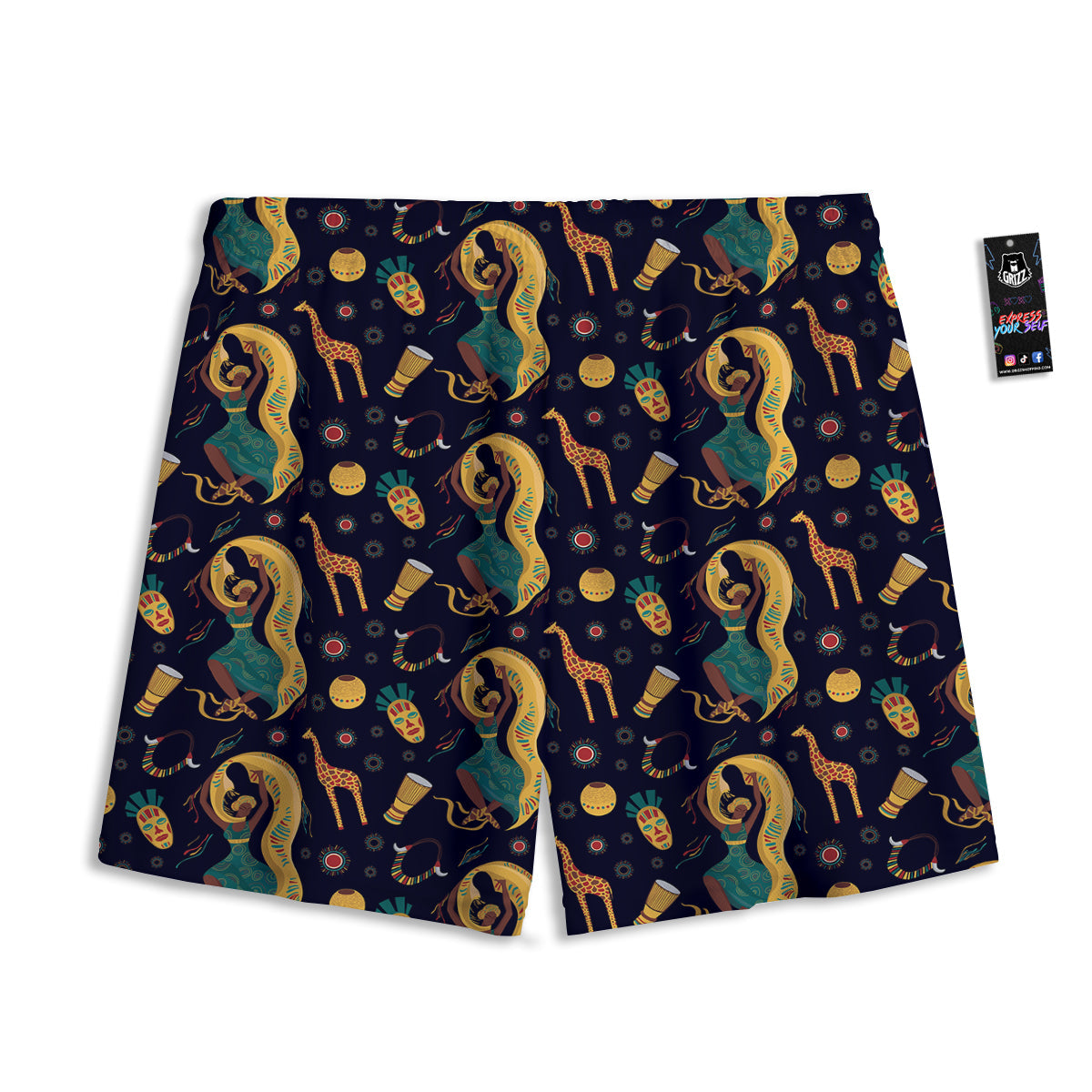 Giraffe Aztec Print Pattern Mesh Shorts-grizzshop