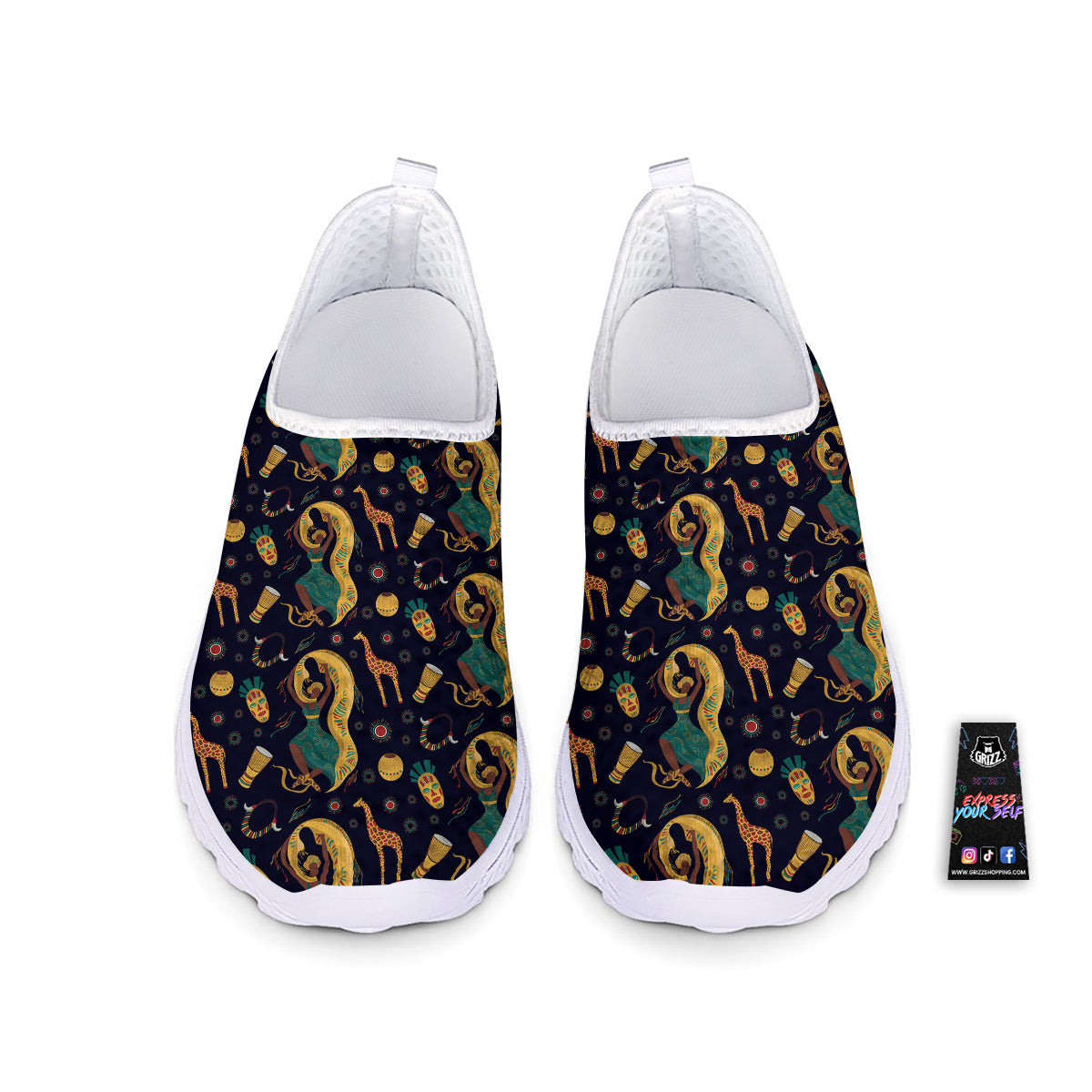 Giraffe Aztec Print Pattern Nurse Shoes-grizzshop