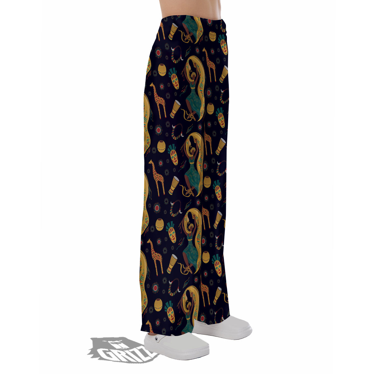 Giraffe Aztec Print Pattern Pajama Pants-grizzshop