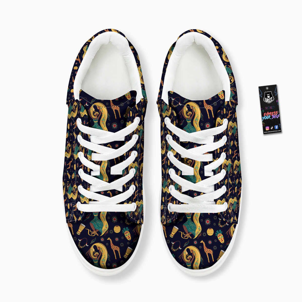 Giraffe Aztec Print Pattern Platform Shoes-grizzshop