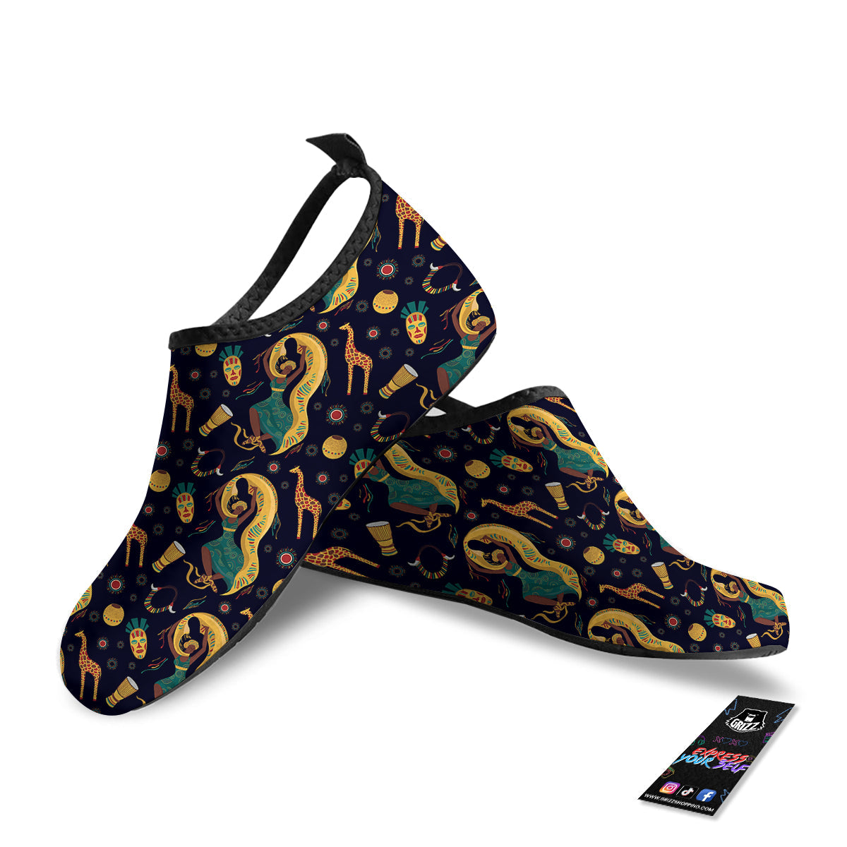 Giraffe Aztec Print Pattern Water Shoes-grizzshop