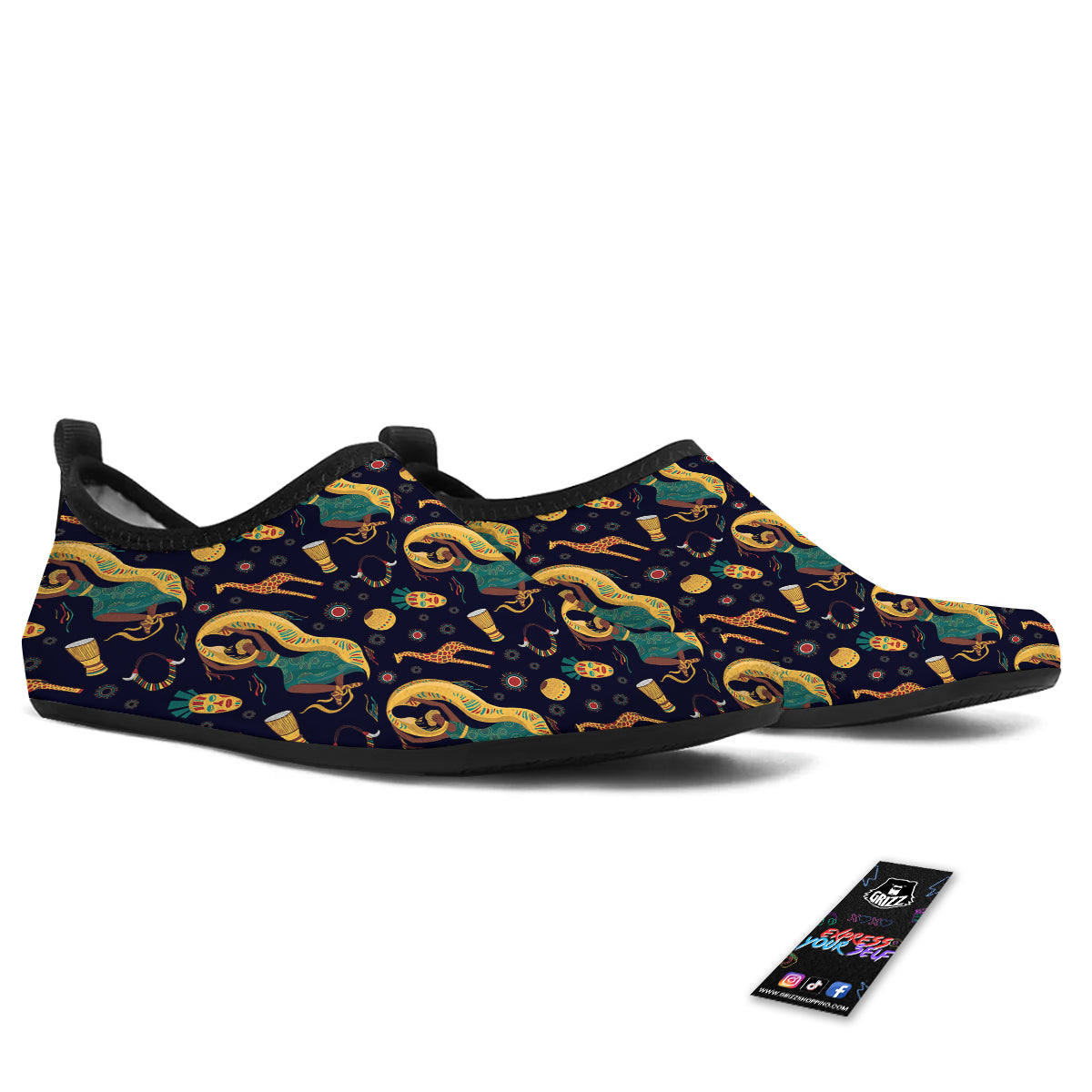Giraffe Aztec Print Pattern Water Shoes-grizzshop