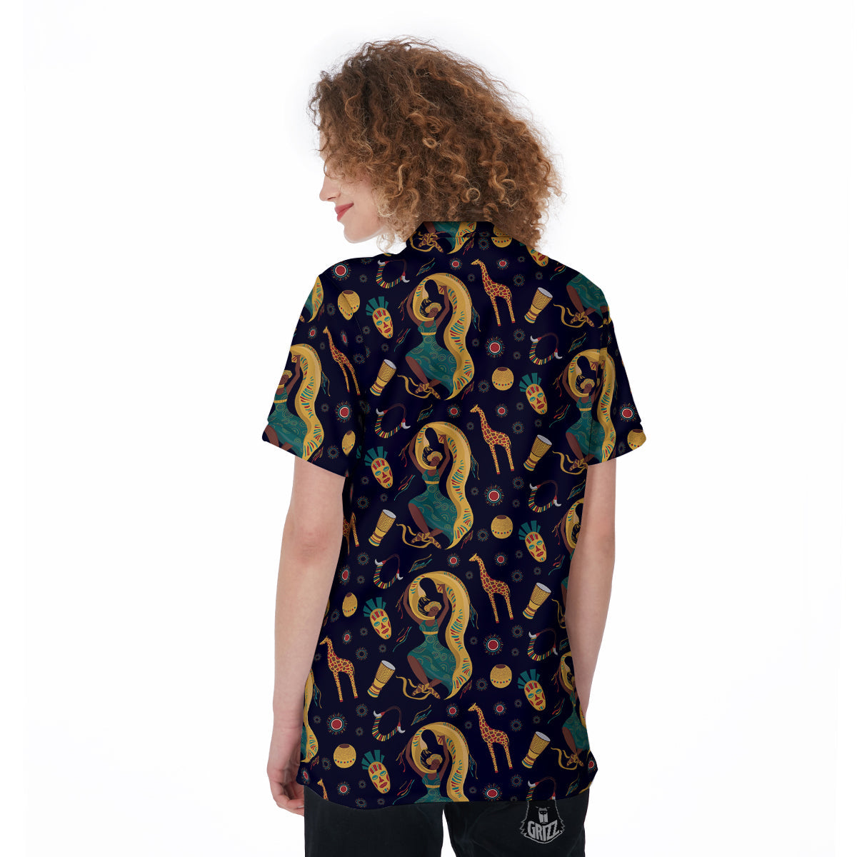Giraffe Aztec Print Pattern Women's Golf Shirts-grizzshop