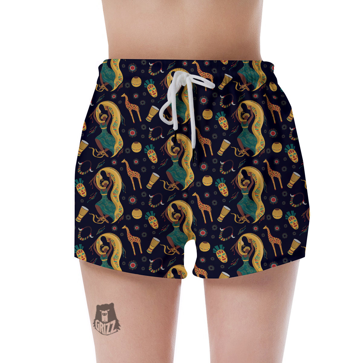 Giraffe Aztec Print Pattern Women's Shorts-grizzshop