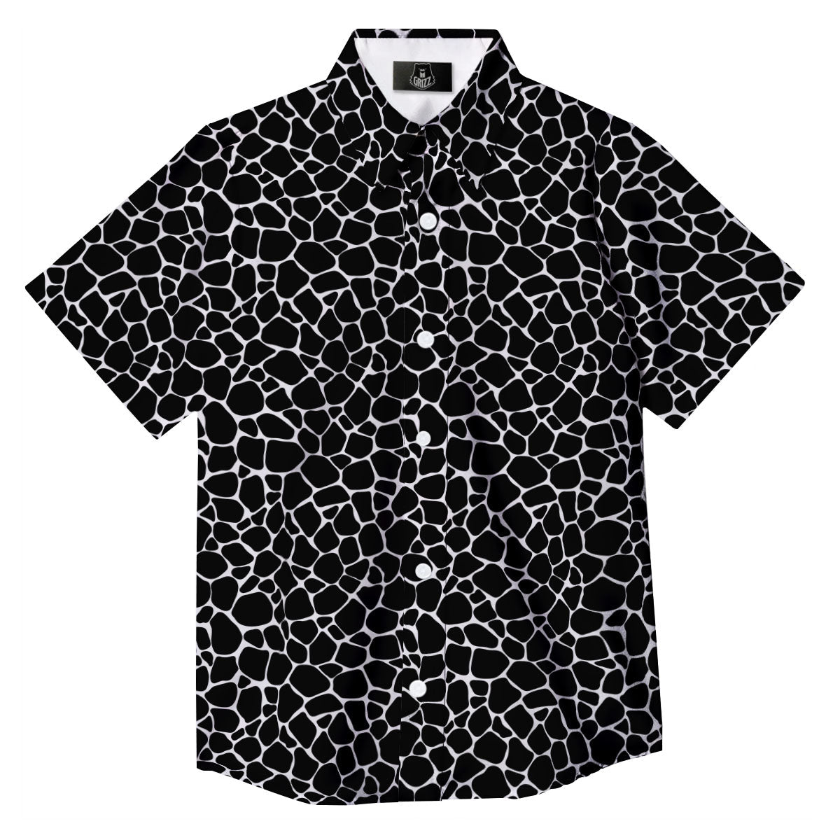 Giraffe Black Tropical Print Pattern Button Up Shirt-grizzshop