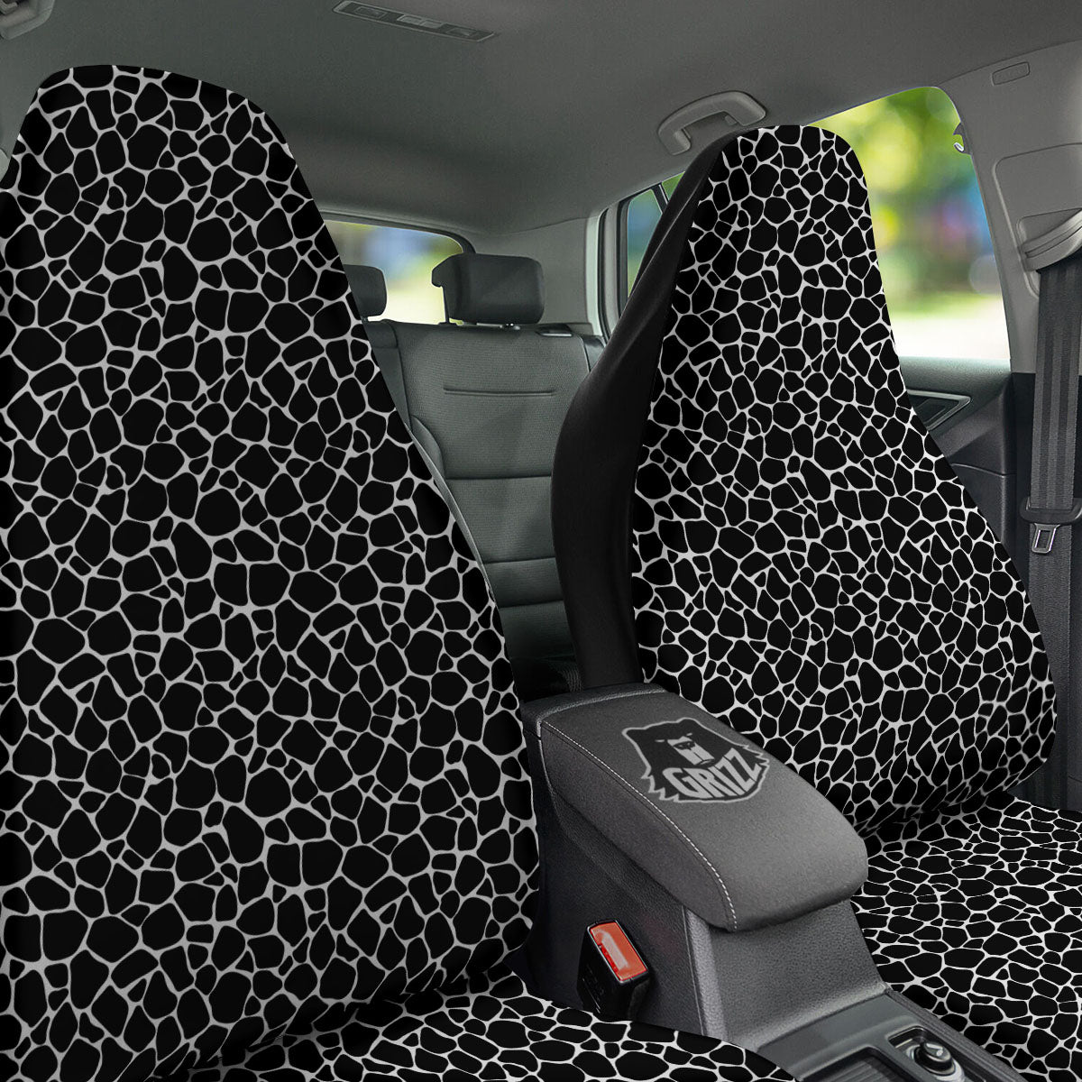 Giraffe Black Tropical Print Pattern Car Seat Covers-grizzshop