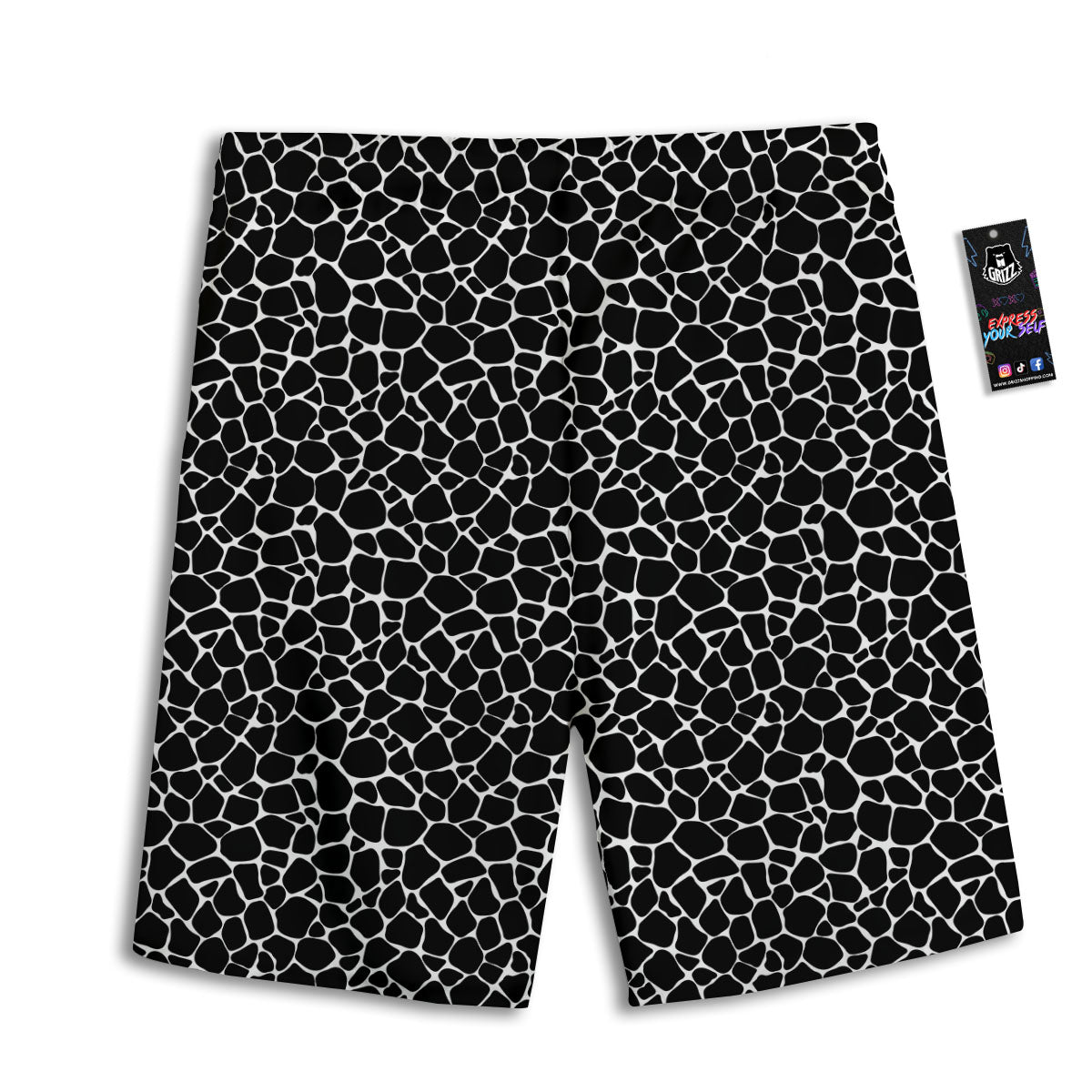 Giraffe Black Tropical Print Pattern Men's Athletic Shorts-grizzshop