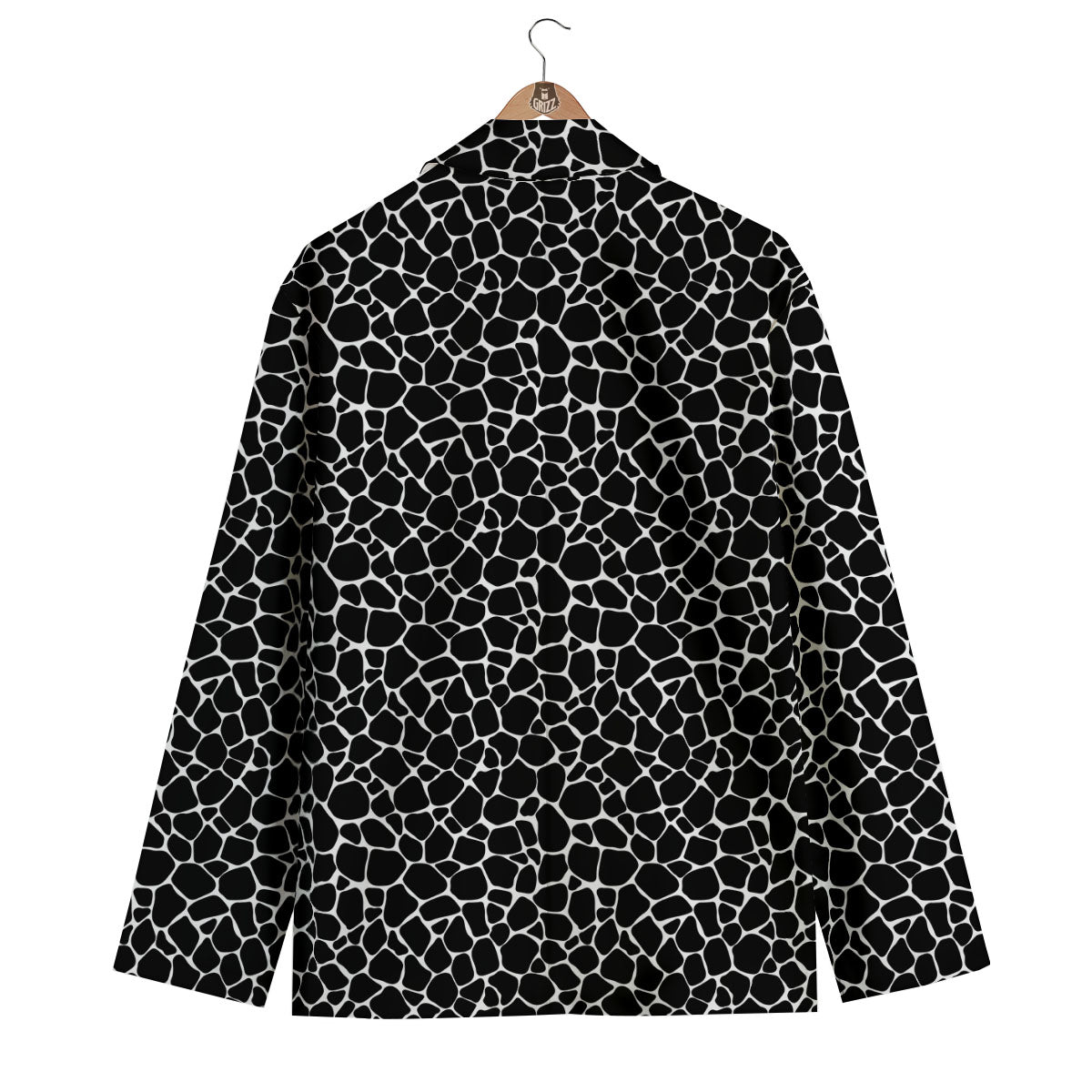 Giraffe Black Tropical Print Pattern Men's Blazer-grizzshop
