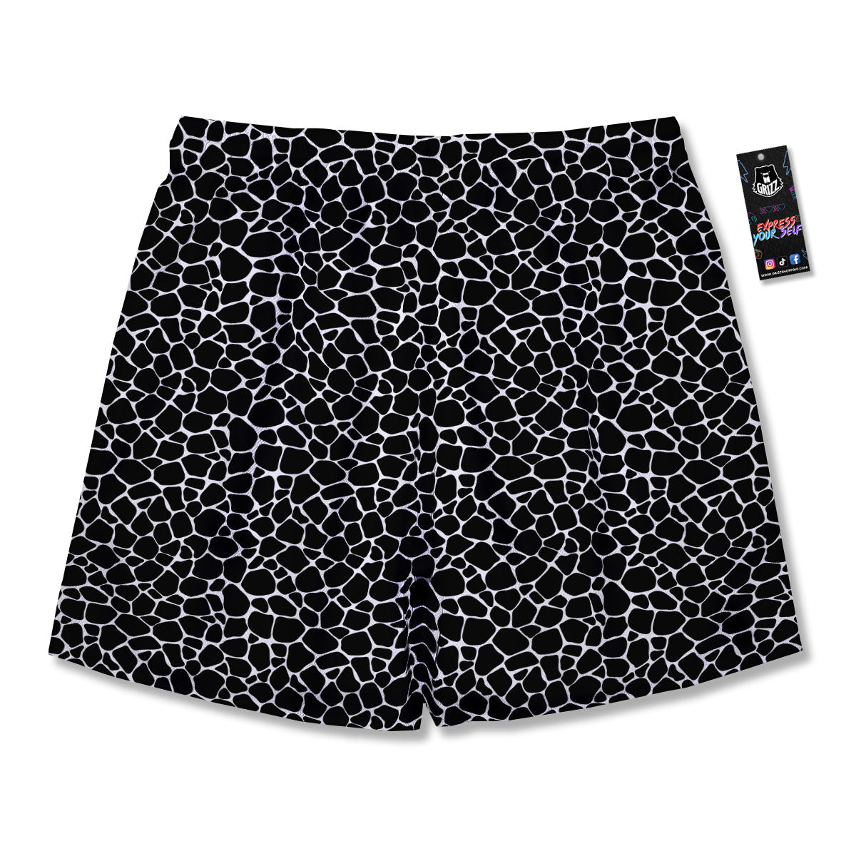 Giraffe Black Tropical Print Pattern Men's Running Shorts-grizzshop