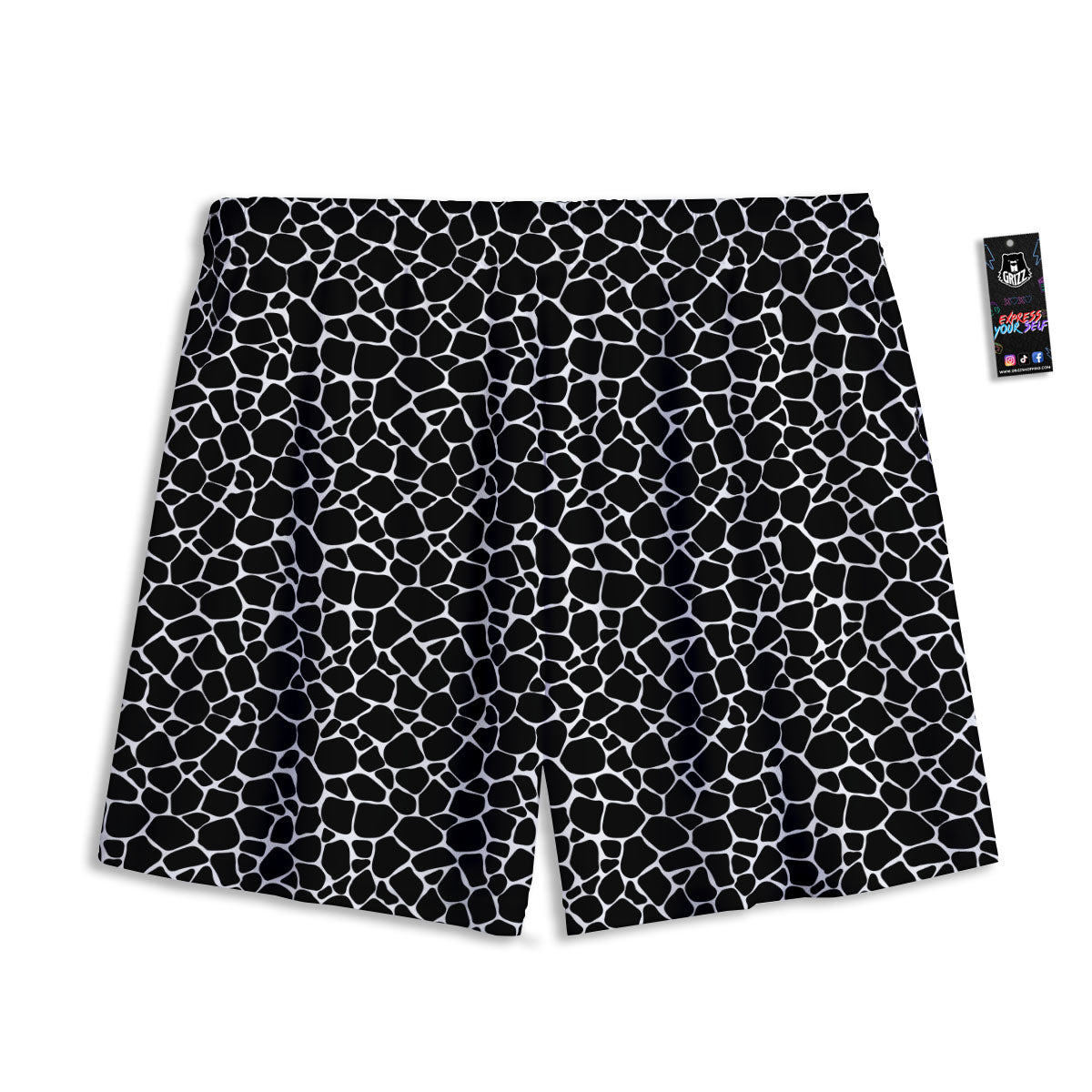 Giraffe Black Tropical Print Pattern Mesh Shorts-grizzshop