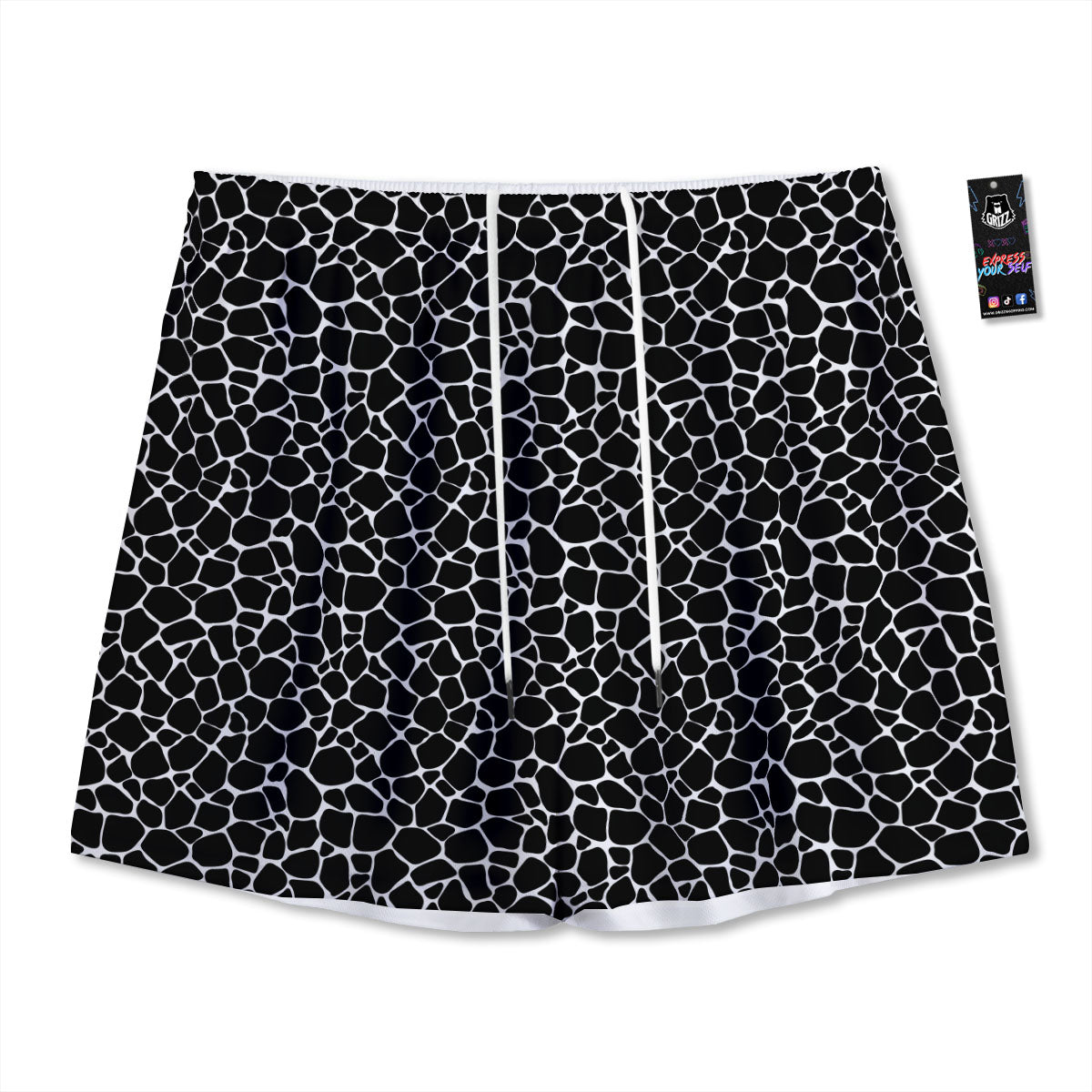 Giraffe Black Tropical Print Pattern Mesh Shorts-grizzshop