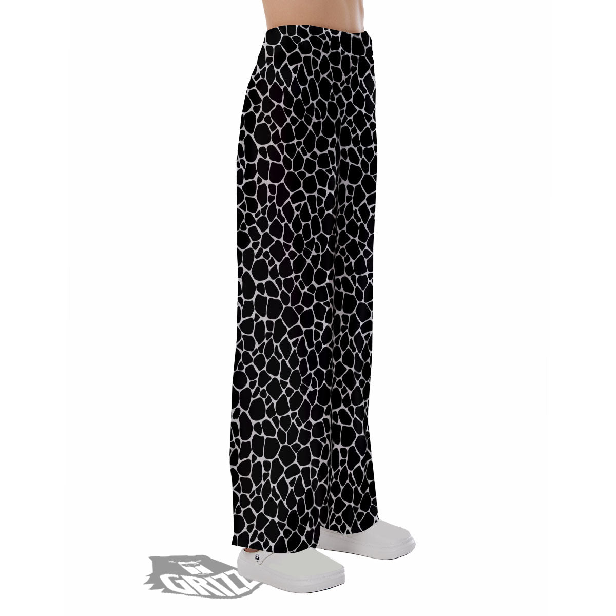 Giraffe Black Tropical Print Pattern Pajama Pants-grizzshop