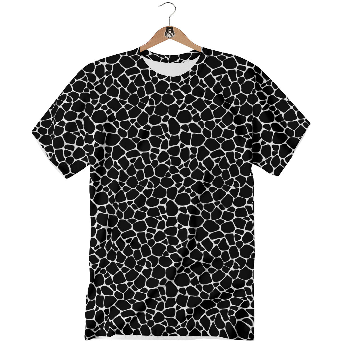 Giraffe Black Tropical Print Pattern T-Shirt-grizzshop