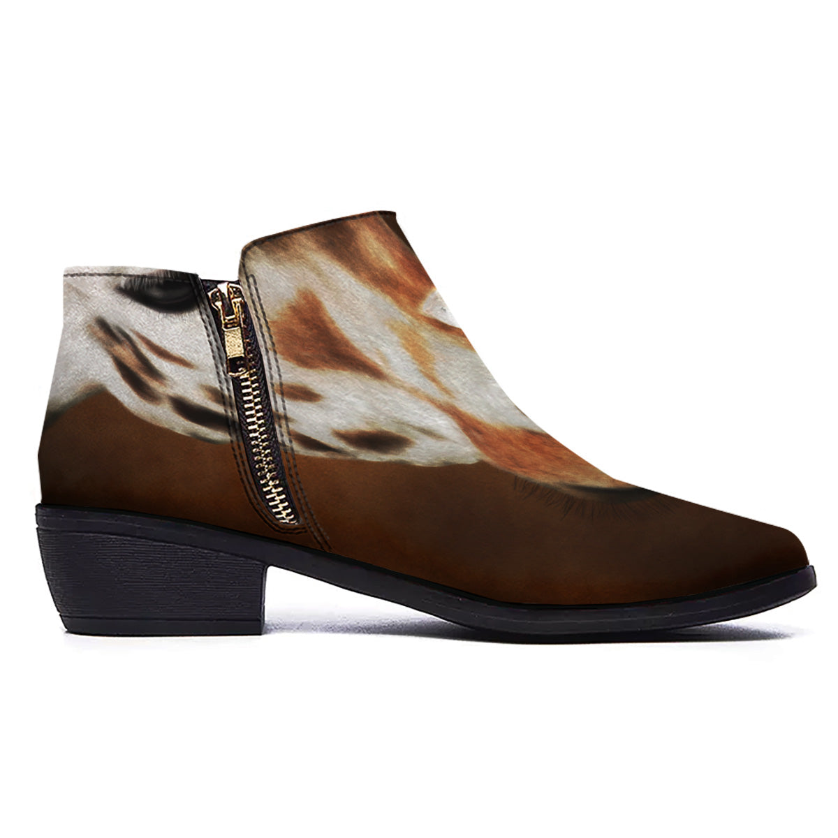 Giraffe Brown Print Ankle Boots-grizzshop