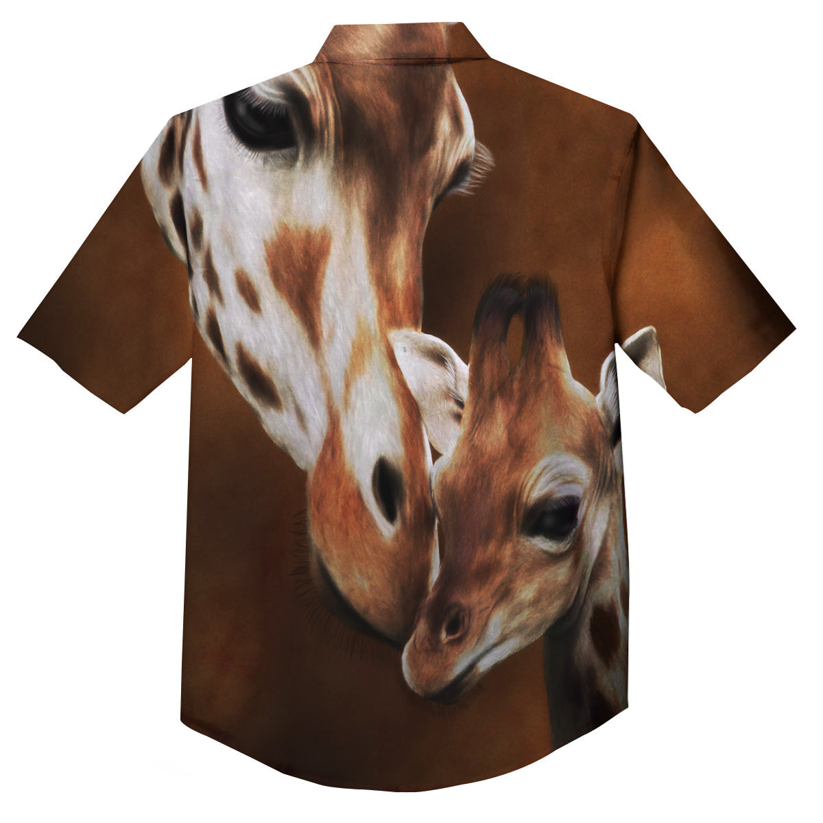 Giraffe Brown Print Button Up Shirt-grizzshop