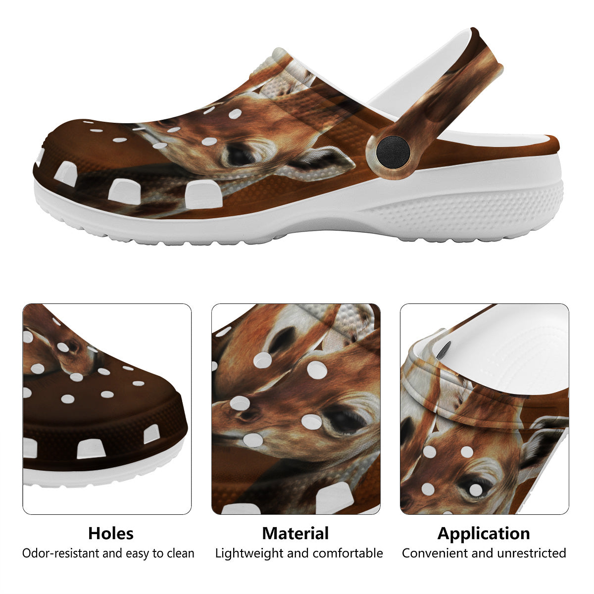 Giraffe Brown Print Clog-grizzshop
