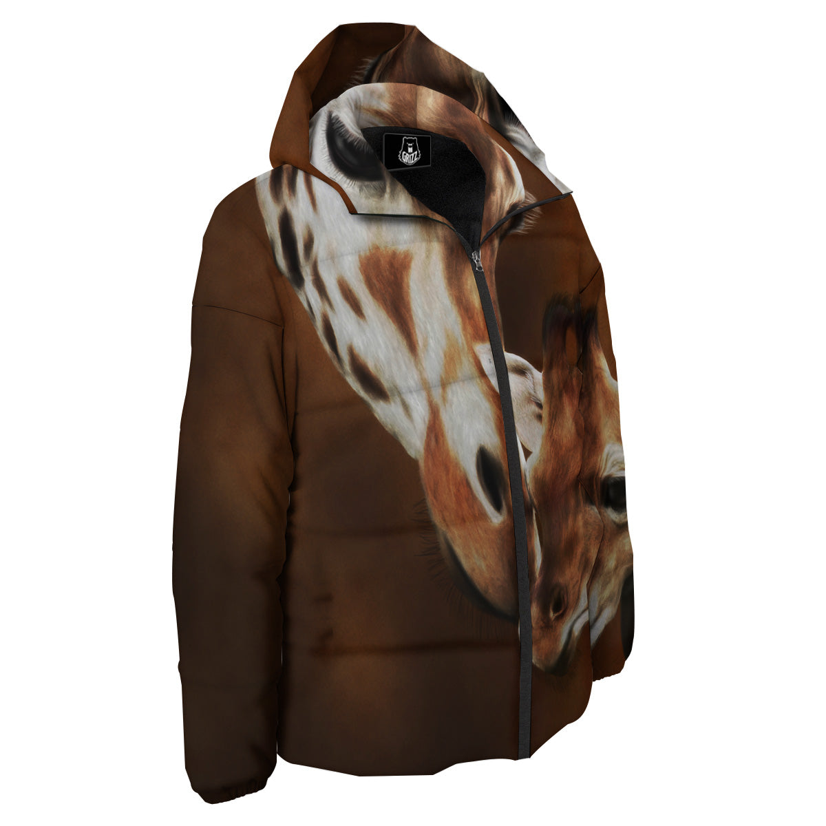 Giraffe Brown Print Down Jacket-grizzshop